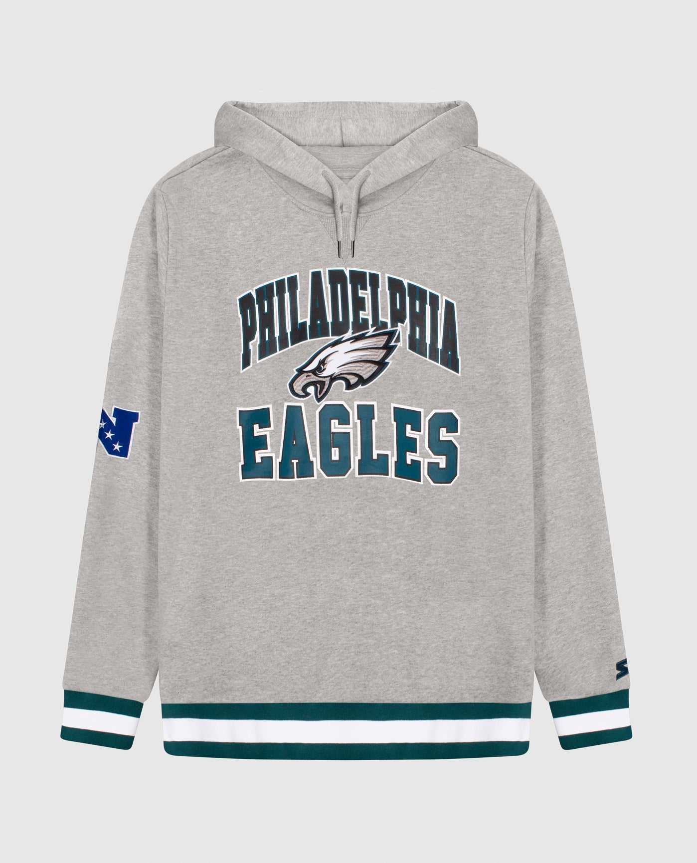 Front of Philadelphia Eagles Knit Hoodie Sweatshirt | Heather Grey