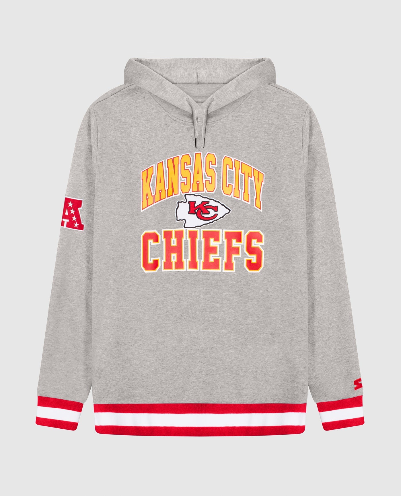 Front of Kansas City Chiefs Knit Hoodie Sweatshirt | Heather Grey