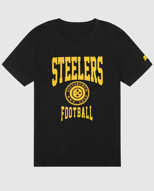 Front of Pittsburgh Steelers Short Sleeve Crew Neck Shirt | Black