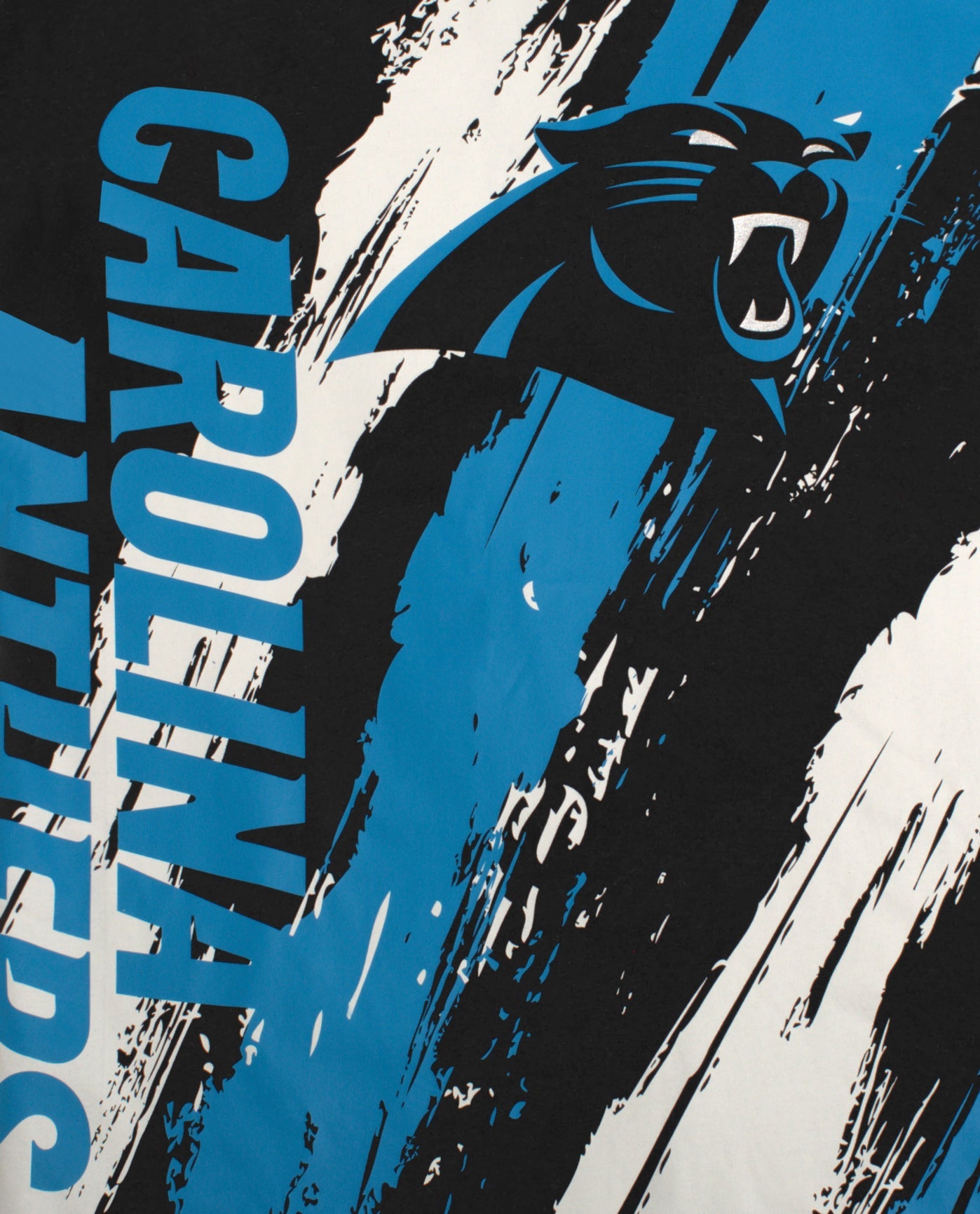 Team Name and Logo on Front of Carolina Panthers Short Sleeve Crew Neck Shirt | Black