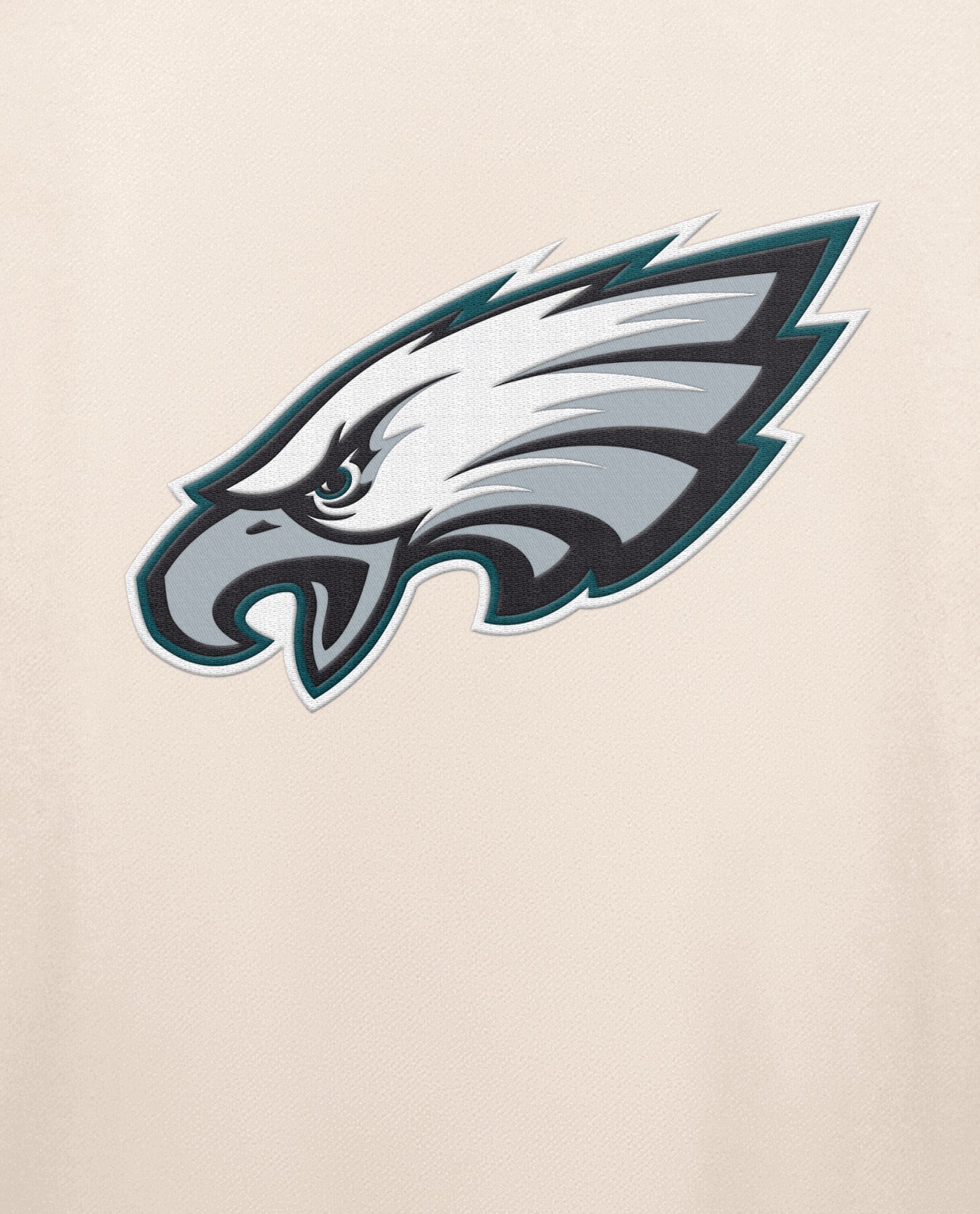 Team Logo On Chest Of Philadelphia Eagles Team Crew Long Sleeve Shirt | Cream
