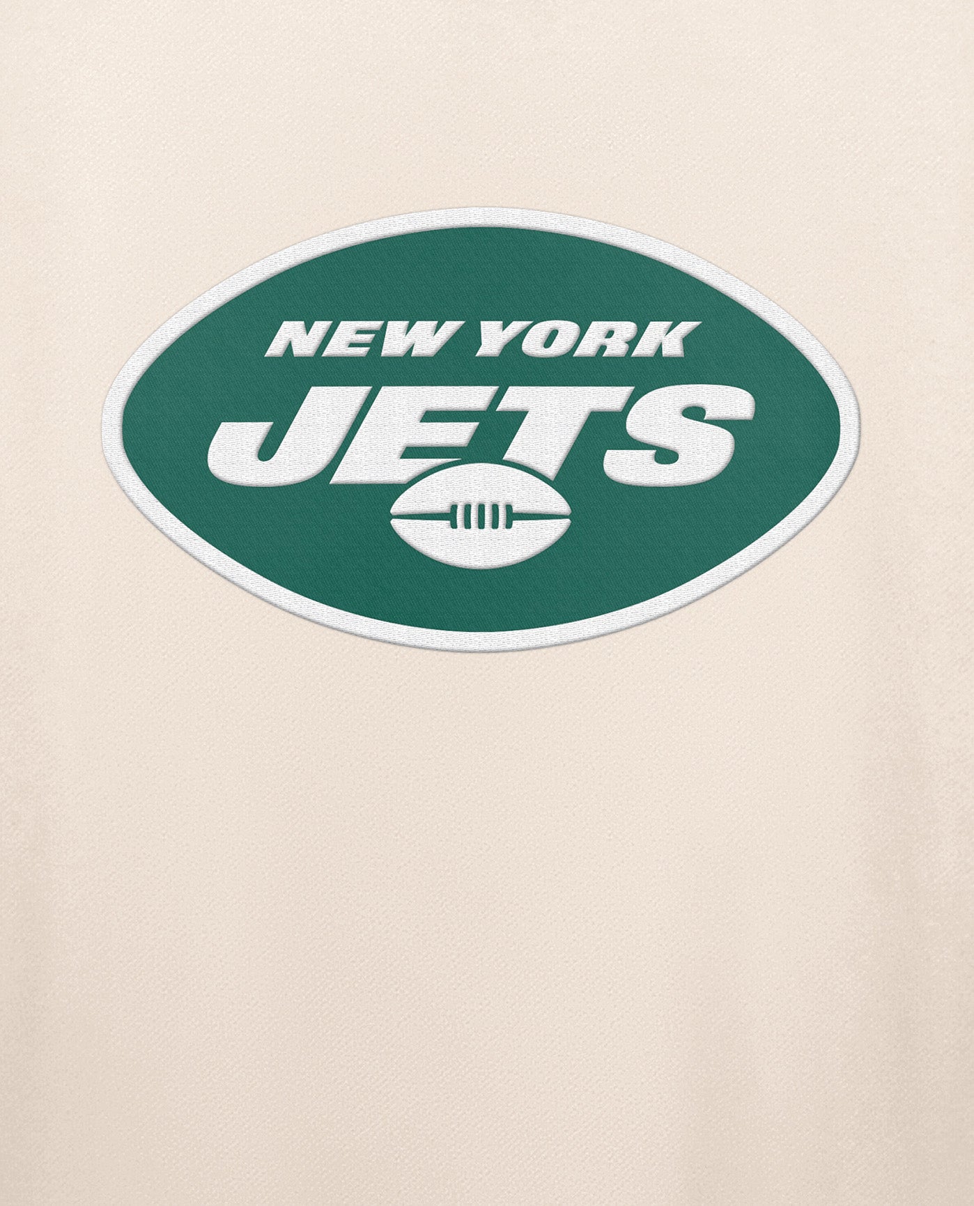 Team Logo On Chest Of New York Jets Team Crew Long Sleeve Shirt | Cream
