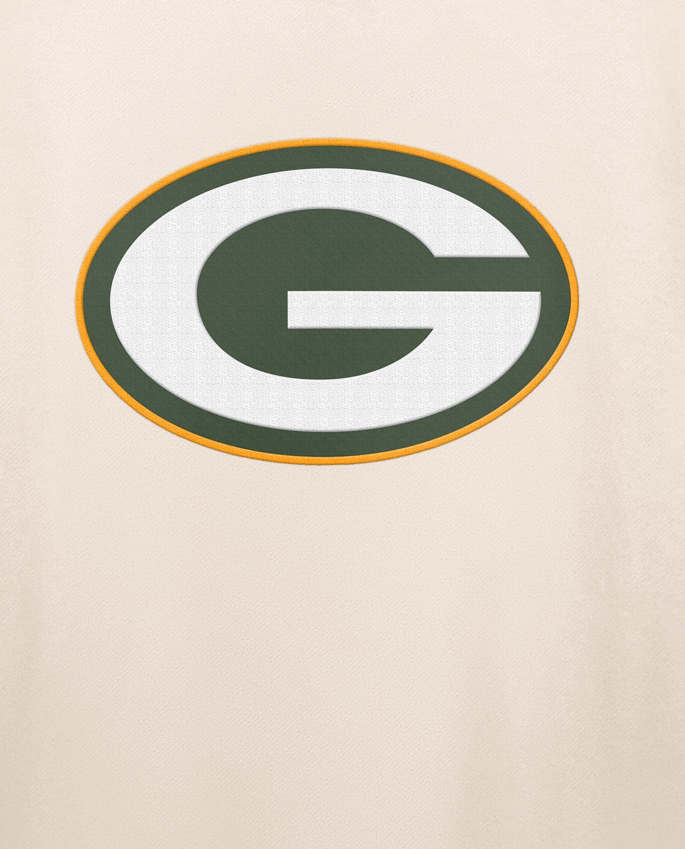 Team Logo On Chest Of Green Bay Packers Team Crew Long Sleeve Shirt | Cream