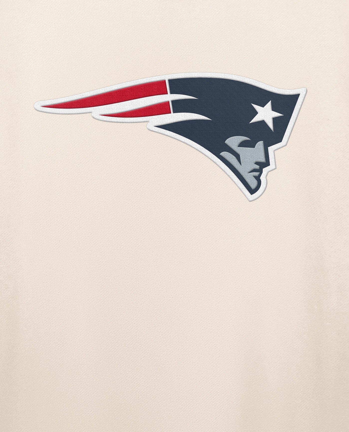 Team Logo On Chest Of New England Patriots Team Crew Long Sleeve Shirt | Cream