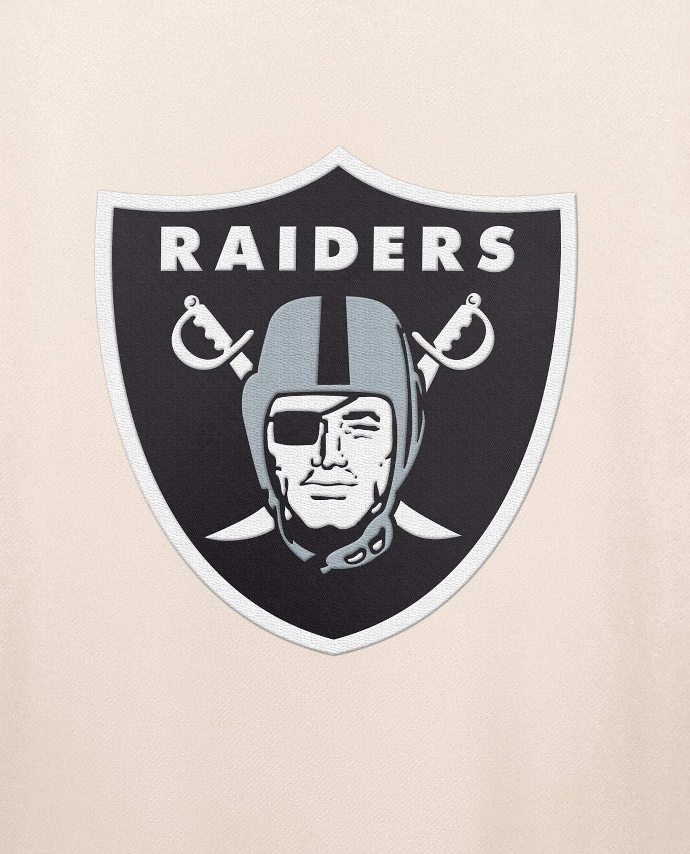Team Logo On Chest Of Las Vegas Raiders Team Crew Long Sleeve Shirt | Cream