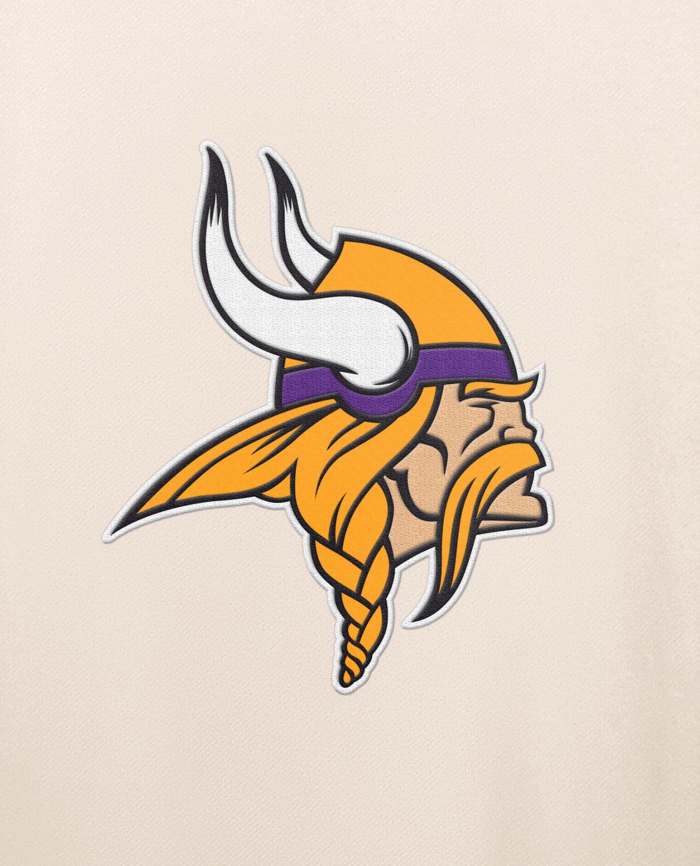 Team Logo On Chest Of Minnesota Vikings Team Crew Long Sleeve Shirt | Cream