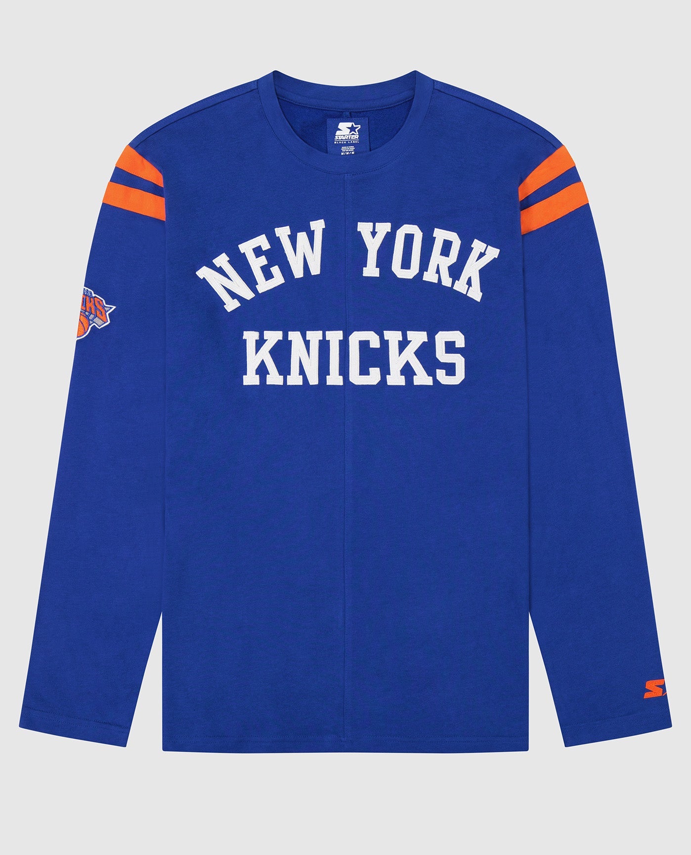 Front of New York Knicks Elite Long Sleeve Shirt | Knicks Blue