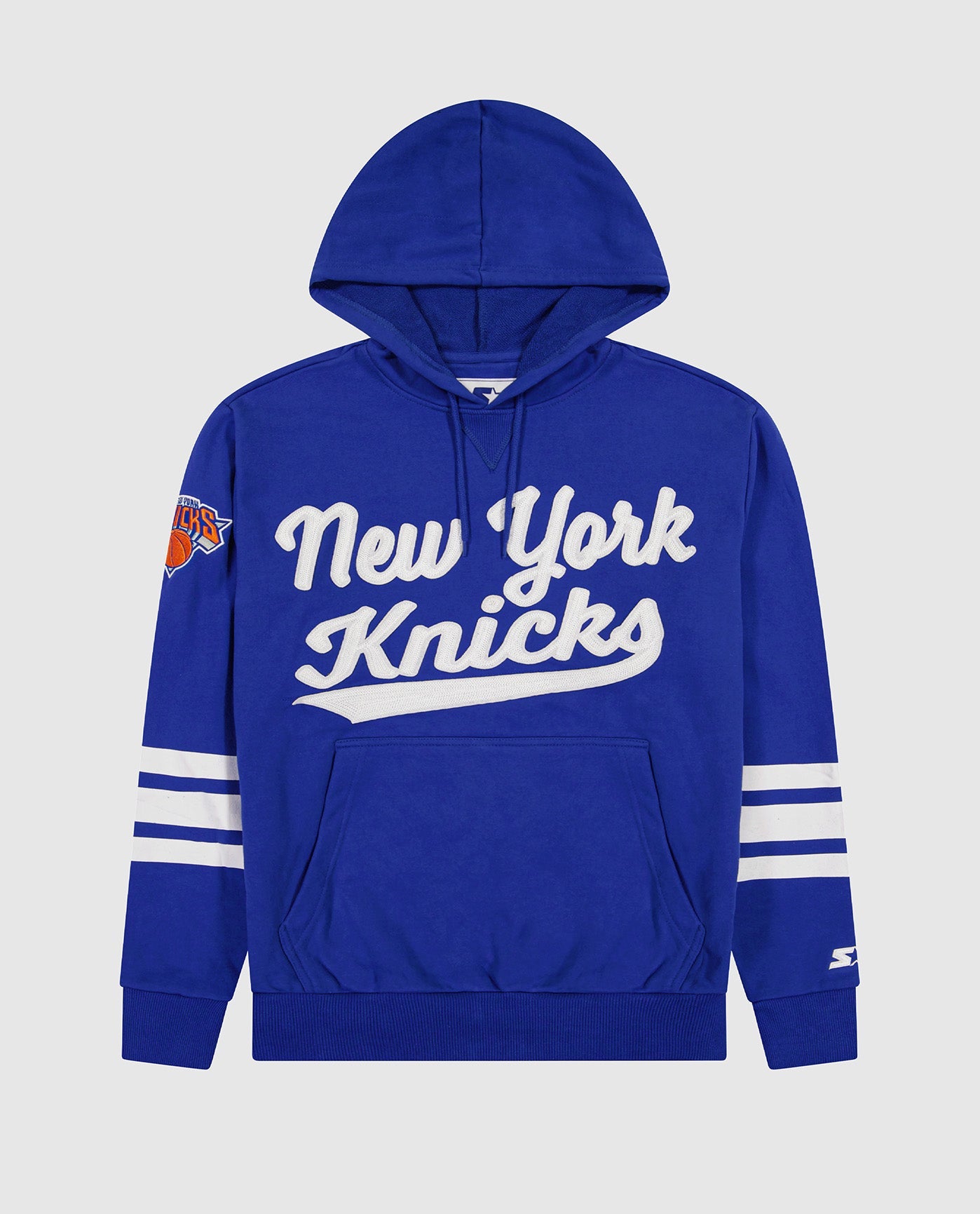 Front of New York Knicks Champ Pullover Hoodie | Knicks Blue