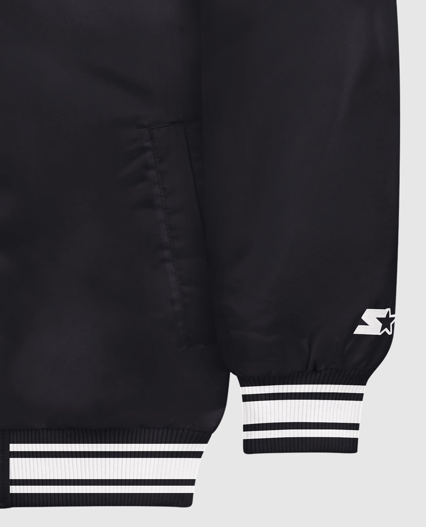 Sleeve Cuff Of Starter Locker Room Full-Snap Satin Jacket Black | Black