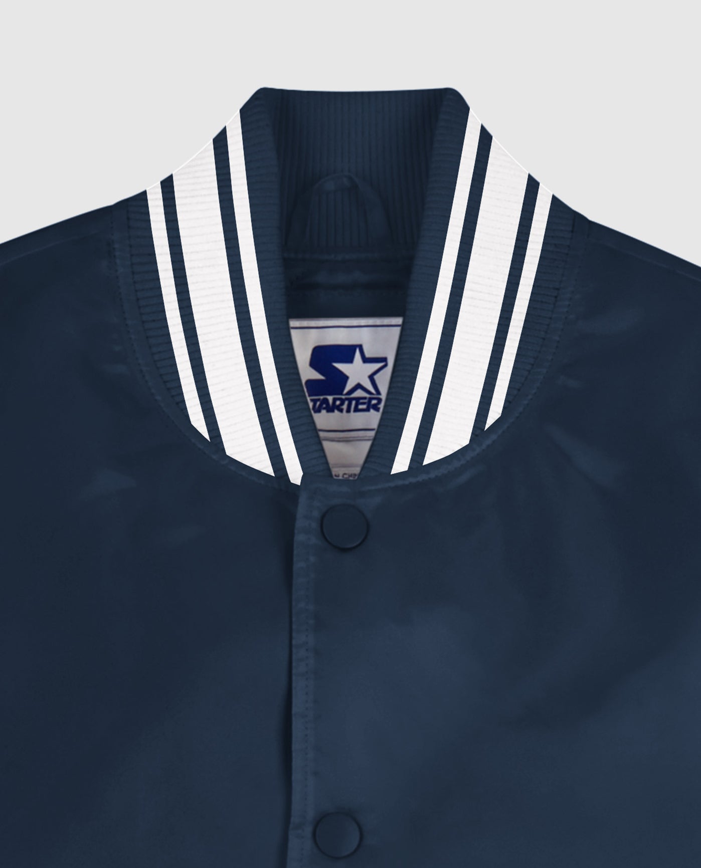 Collar Of Starter Locker Room Full-Snap Satin Jacket Navy | Navy