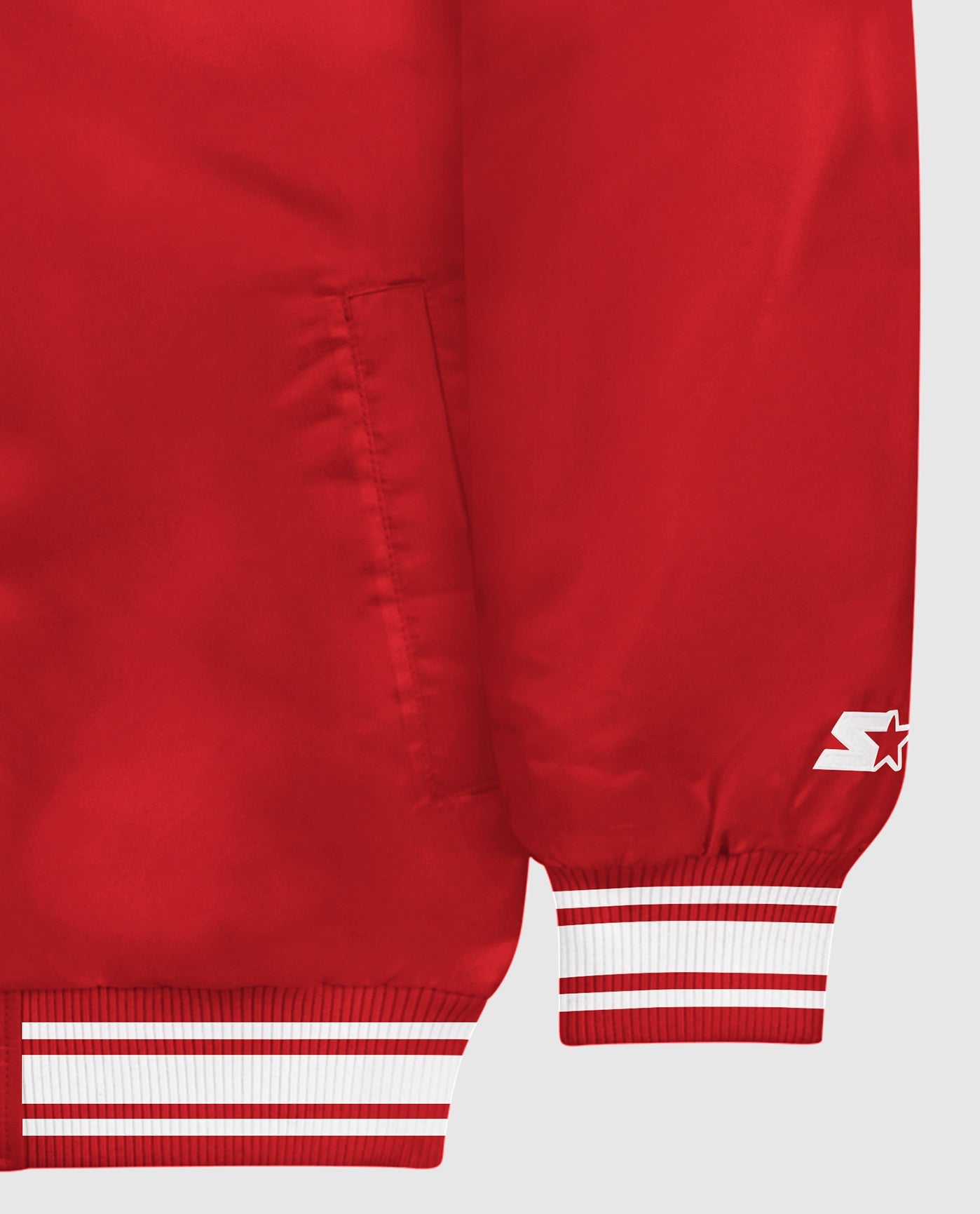 Sleeve Cuff Of Starter Locker Room Full-Snap Satin Jacket Red | Red