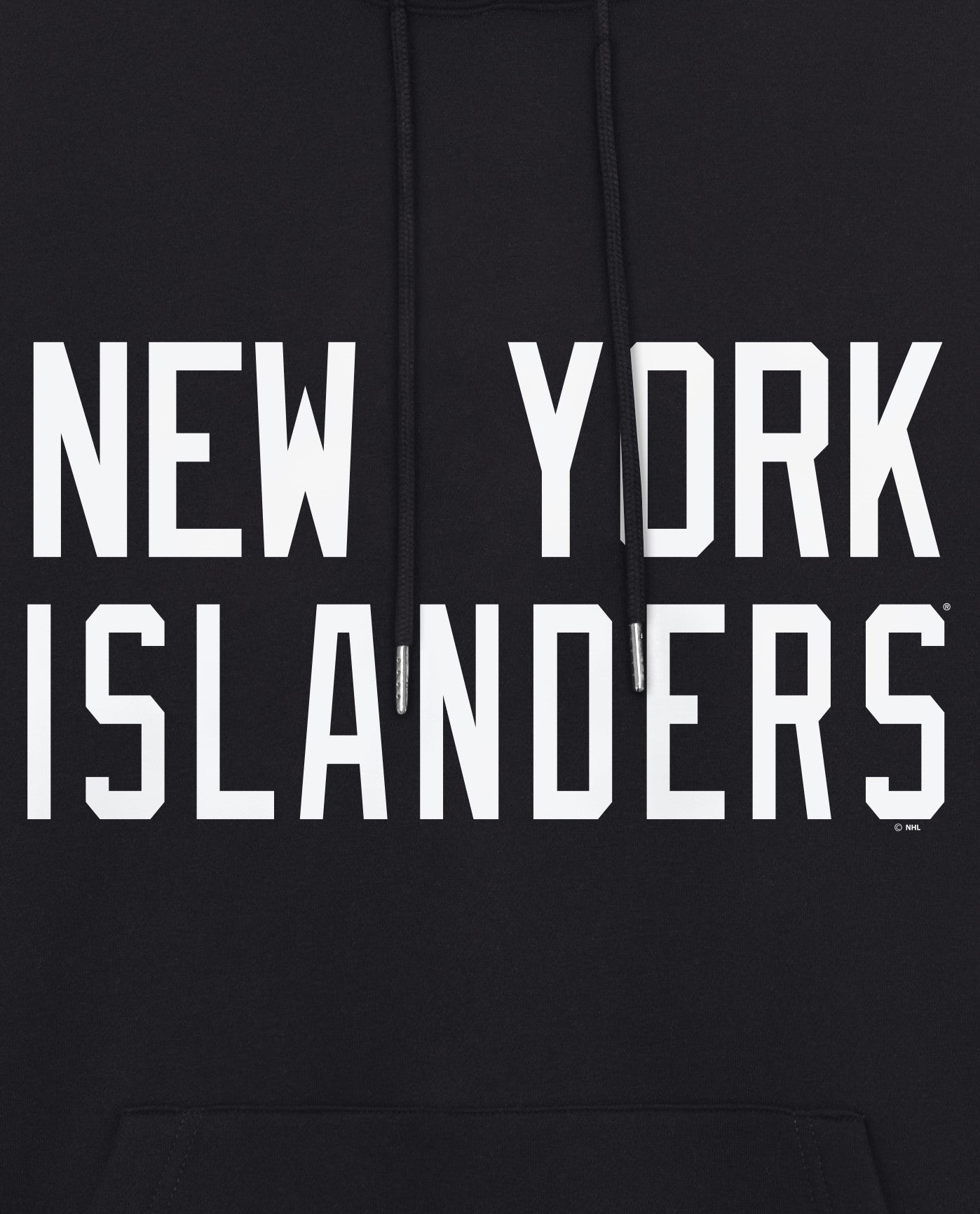 Logo On Front Of New York Islanders Hat Trick Hoodie | Black