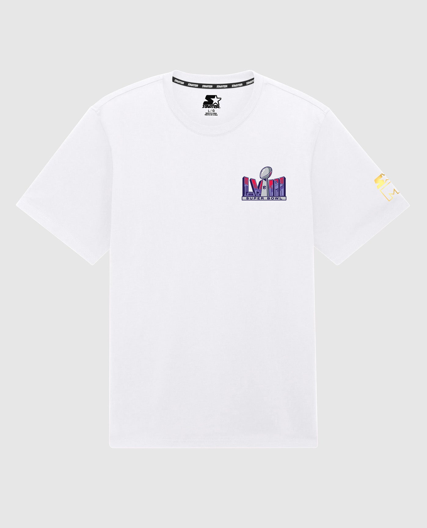 Front of Super Bowl LVIII Paved in Gold Graphic Tee | White