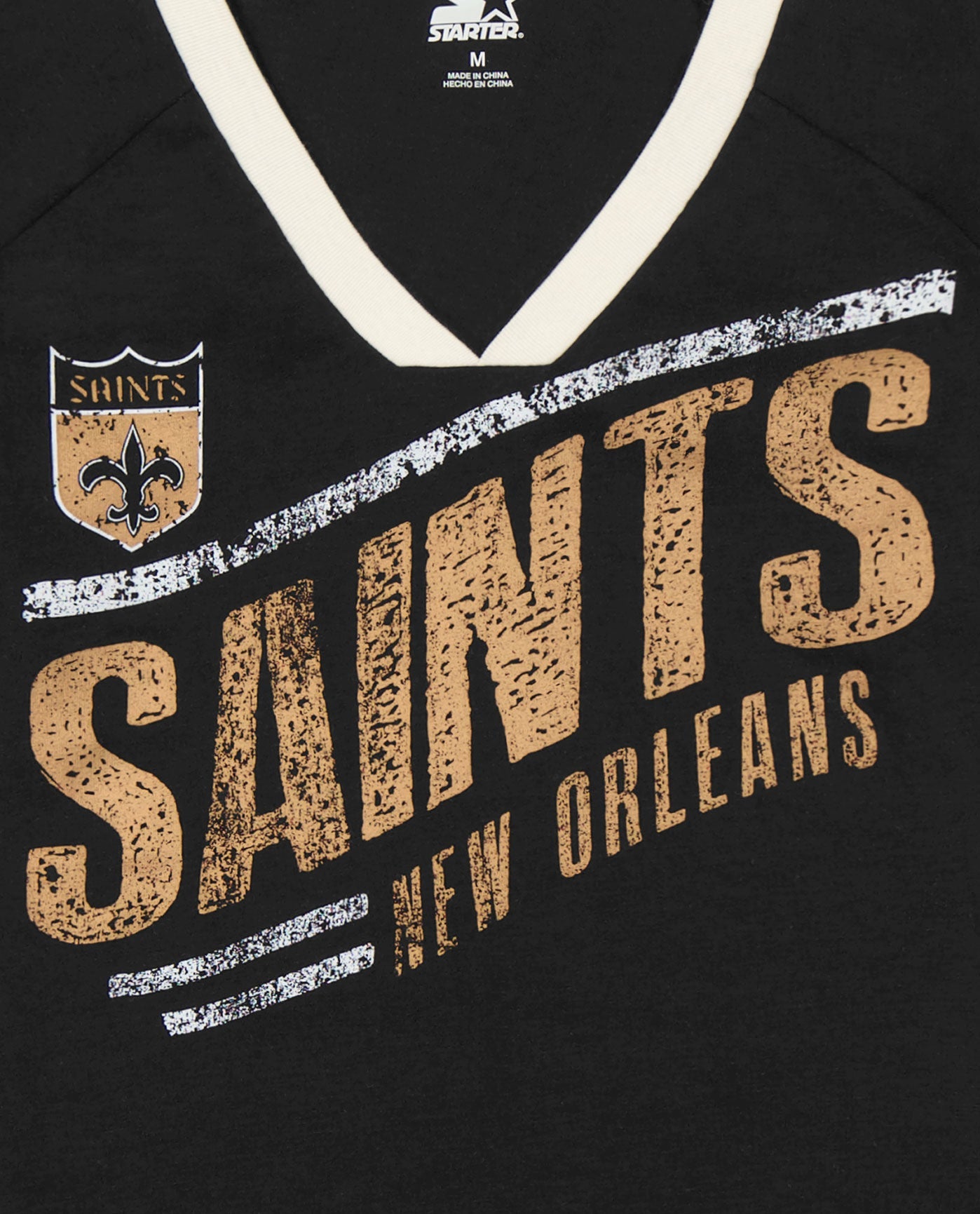 Women s Starter Black New Orleans Saints Perfect Game V Neck Short Sleeve Shirt