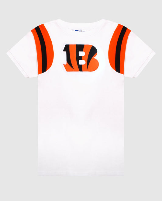 Front of Women's Cincinnati Bengals Short Sleeve Crew Neck Shirt | White