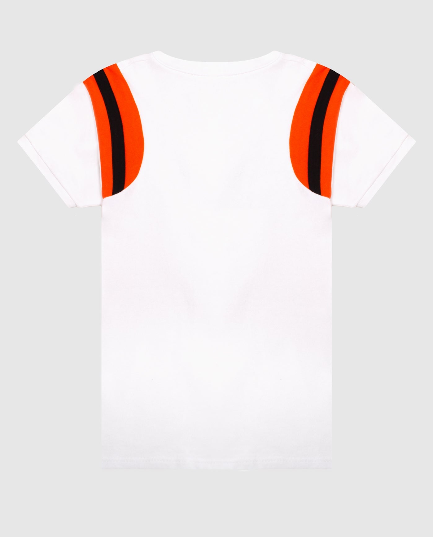 Back of Women's Cincinnati Bengals Short Sleeve Crew Neck Shirt | White