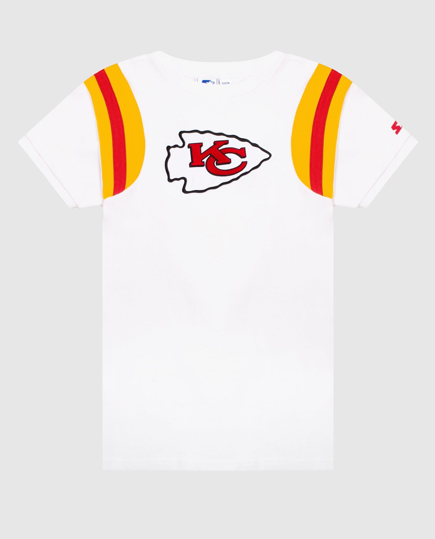 Front of Women's Kansas City Chiefs Short Sleeve Crew Neck Shirt | White