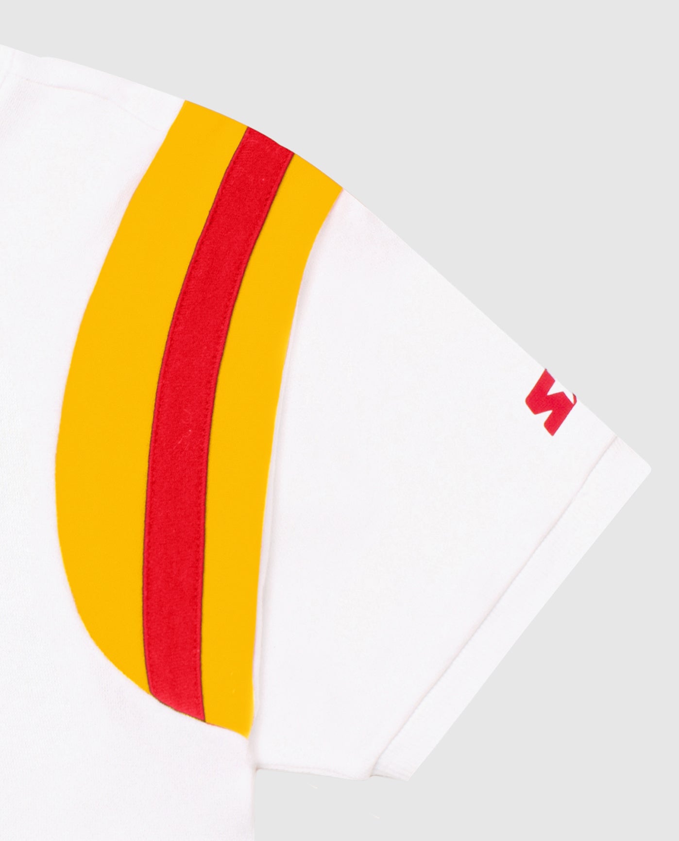 Sleeve of Women's Kansas City Chiefs Short Sleeve Crew Neck Shirt | White