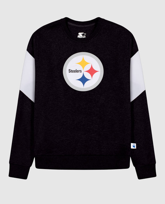 Front of Women's Pittsburgh Steelers Crew Neck Sweatshirt | Black