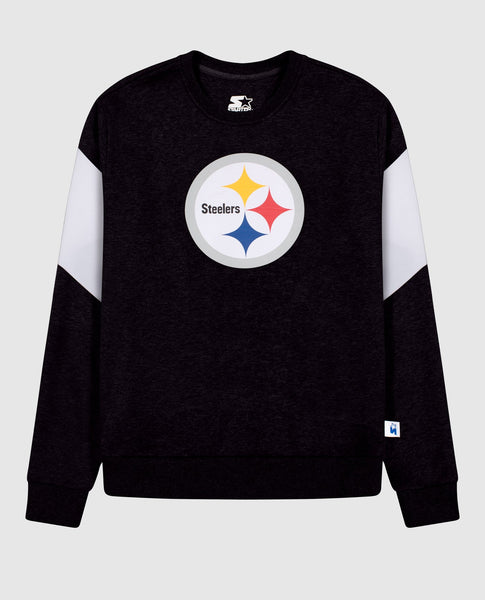 Zubaz NFL Women's Pittsburgh Steelers Heather Gray Crewneck Sweatshirt