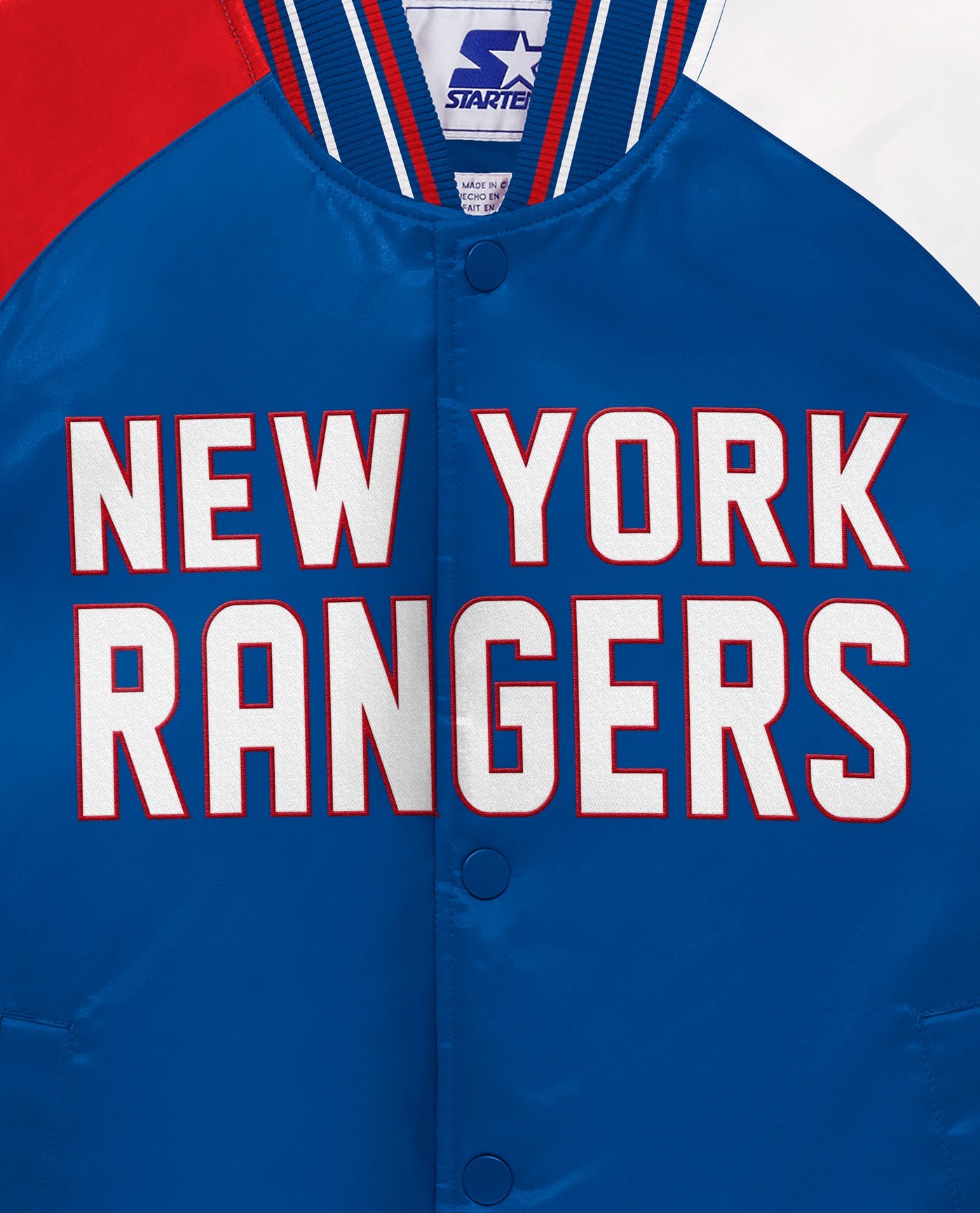 New York Rangers Starter The Ace Varsity Full-Snap Satin Jacket - Blue/Red