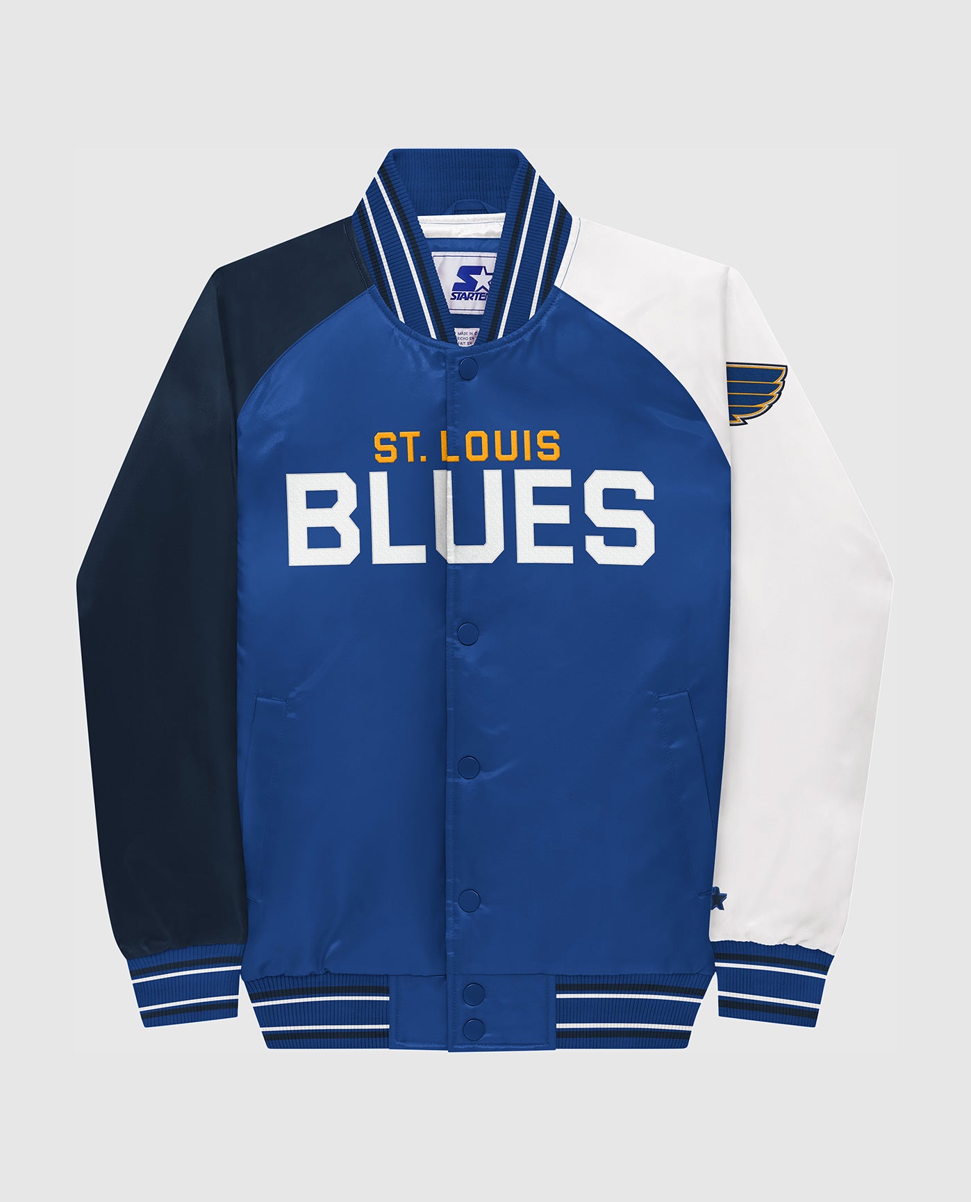 STARTER Men's Starter Light Blue St. Louis Cardinals Cross Bronx Fashion  Satin Full-Snap Varsity Jacket