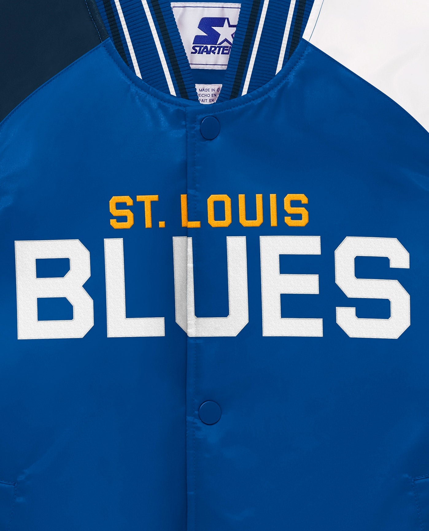 Starter Blue Youth St. Louis Blues Varsity Satin Full-Snap Jacket