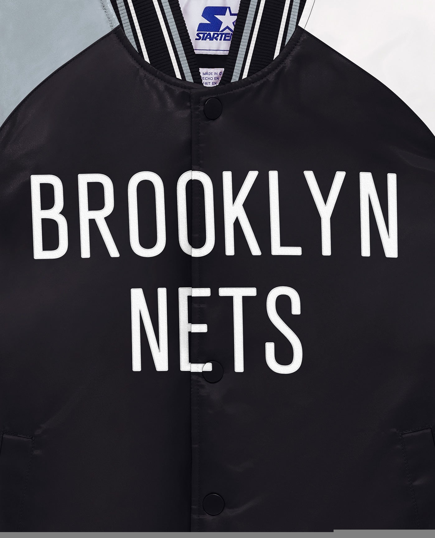 Youth Brooklyn Nets Varsity Satin Full-Snap Jacket