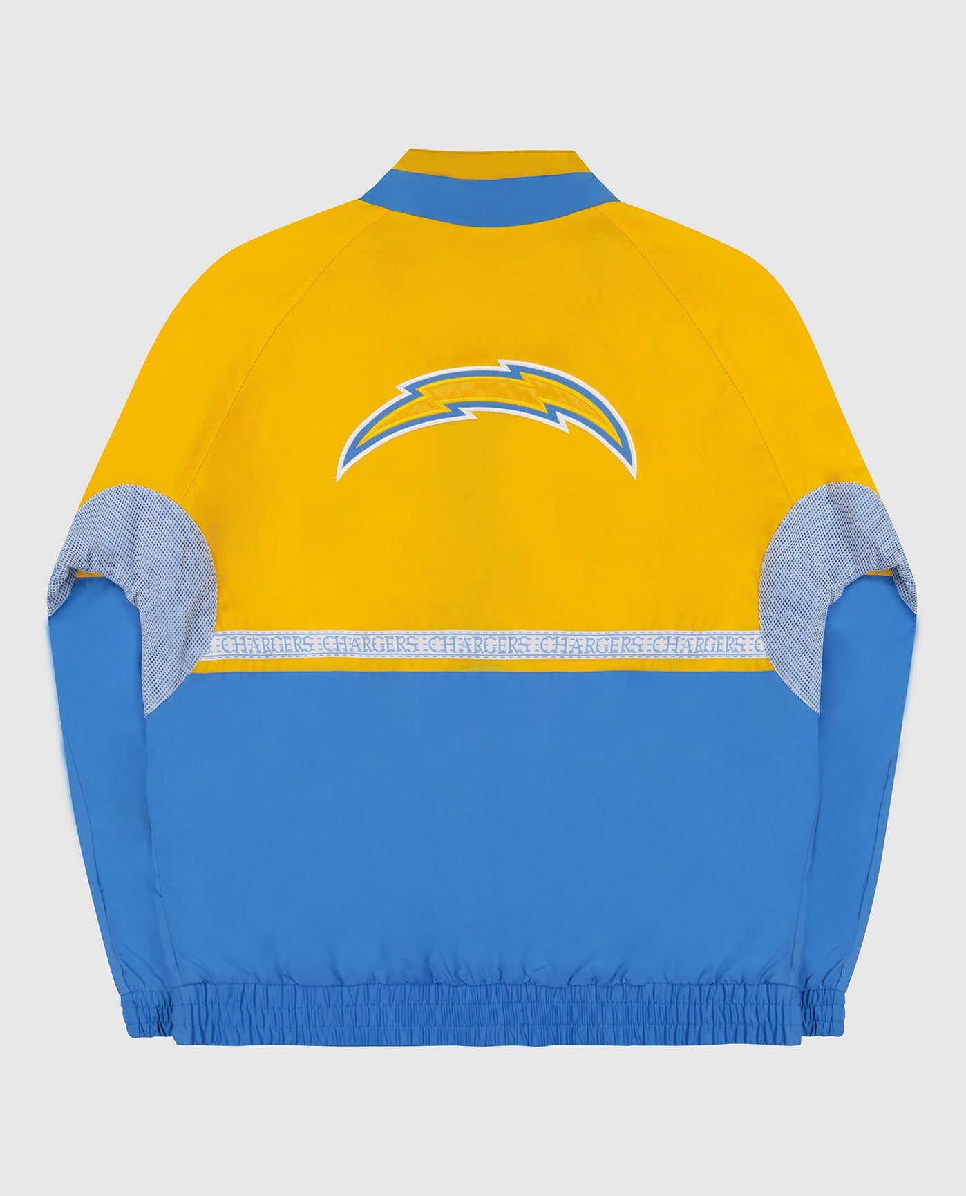 Back of Los Angeles Chargers Full-Zip Academy II Jacket | Chargers Gold Light Blue