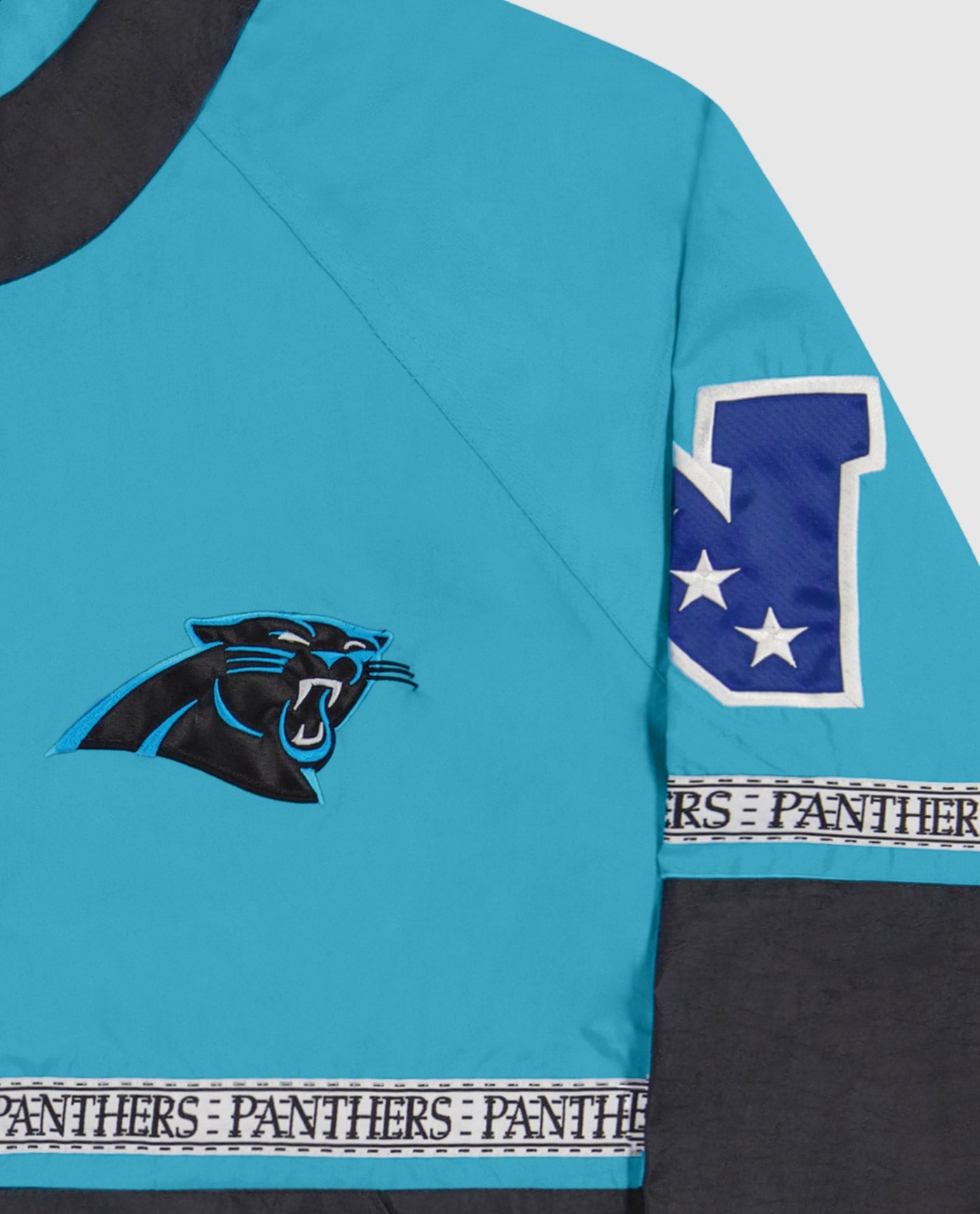 Men s Starter Light Blue Black Carolina Panthers Full Zip Academy II Starter Jacket