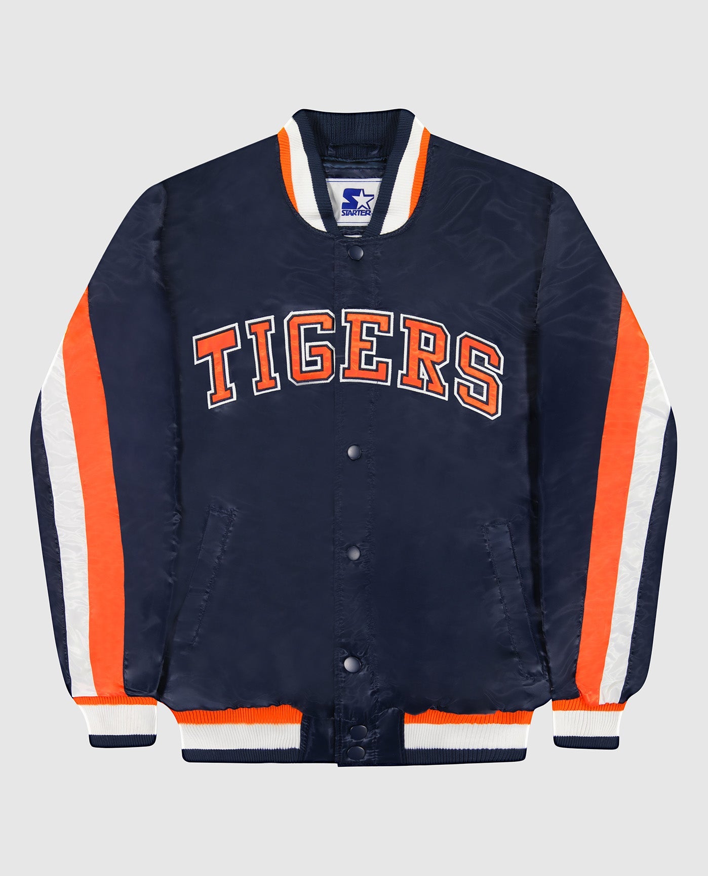 Starter Satin Navy Blue and Orange Detroit Tigers Reliever Jacket - Jackets  Masters