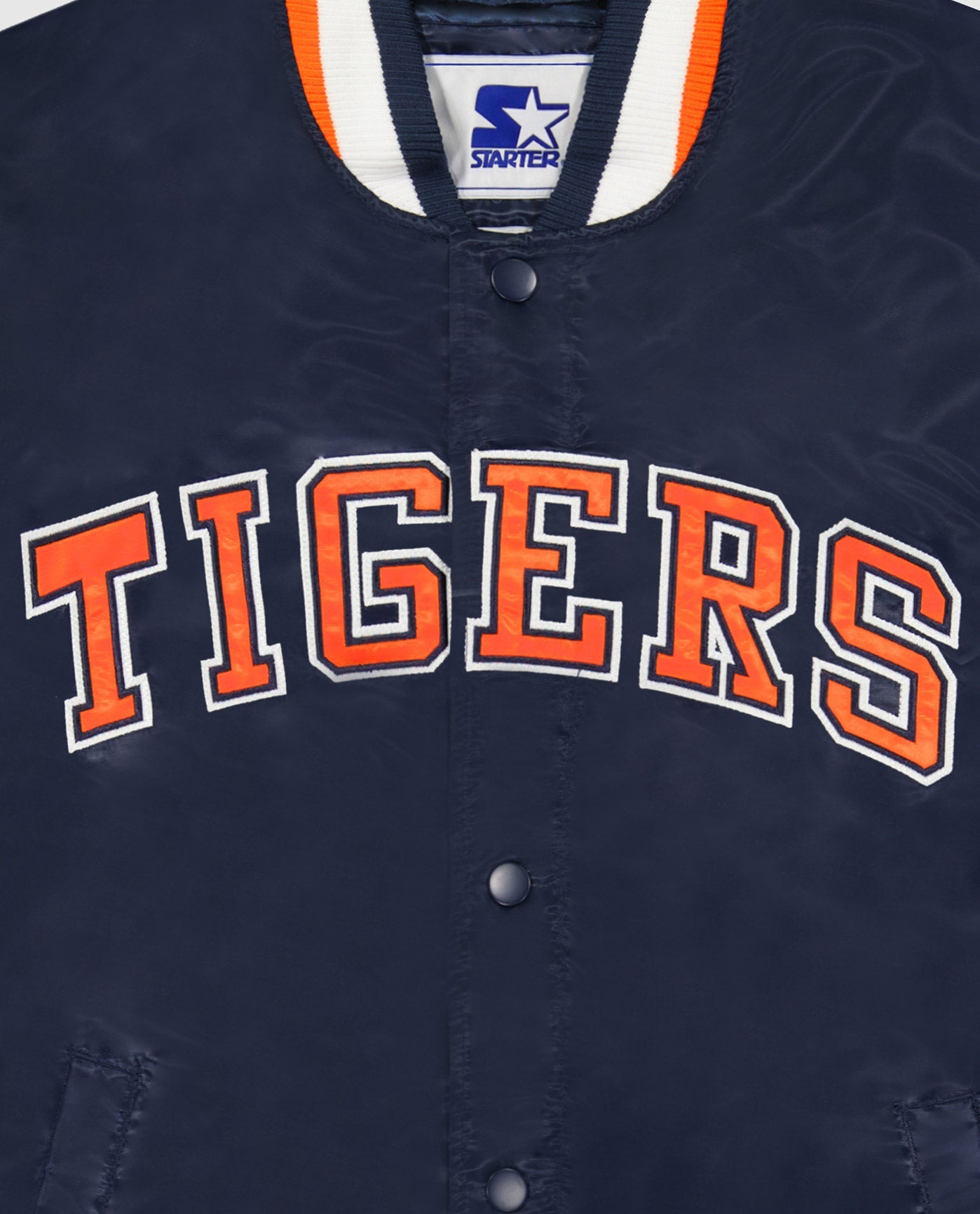 Starter Satin Navy Blue and Orange Detroit Tigers Reliever Jacket - Jackets  Masters