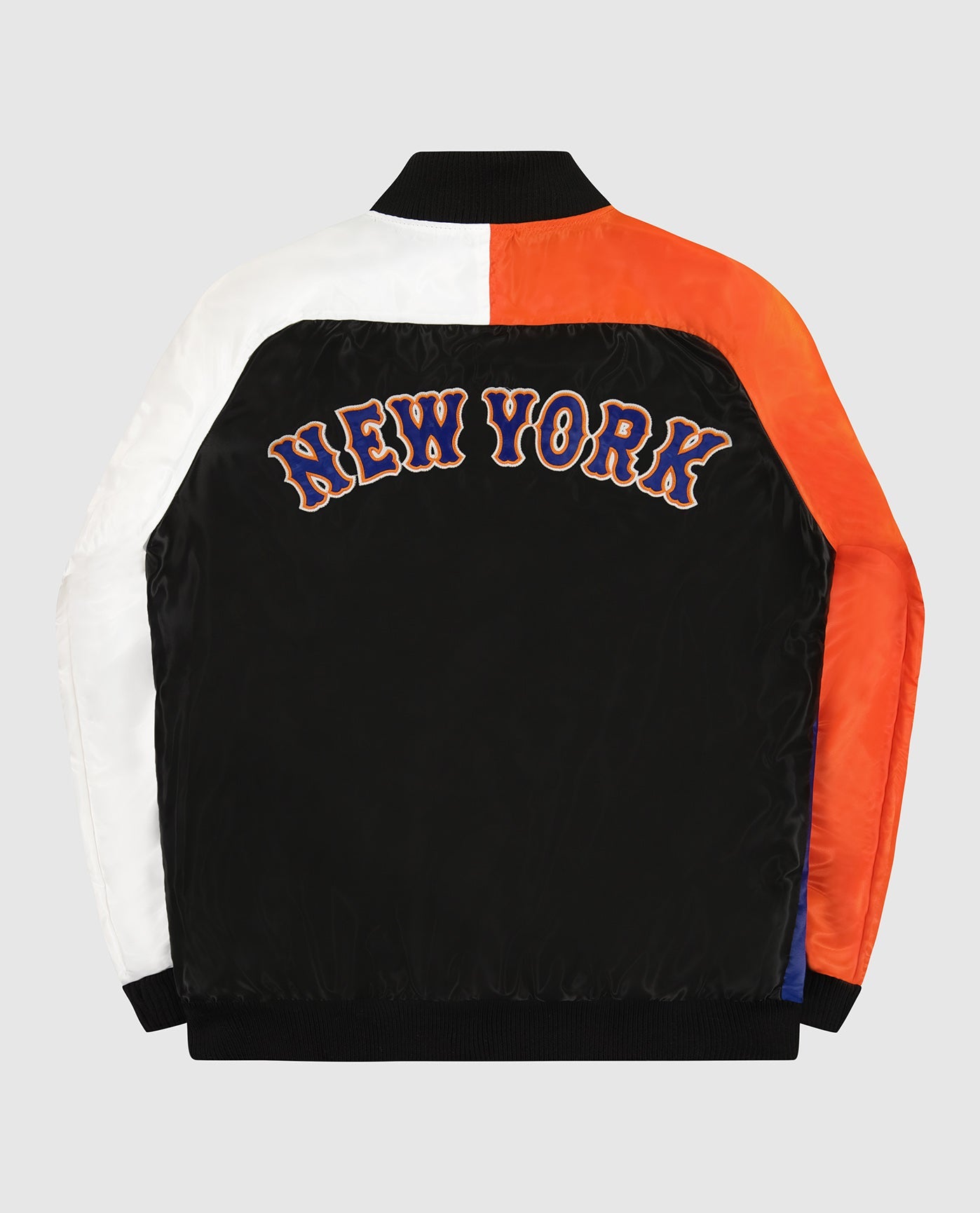 Back of New York Mets Varsity Satin Full-Snap Starter Jacket | Mets Blue