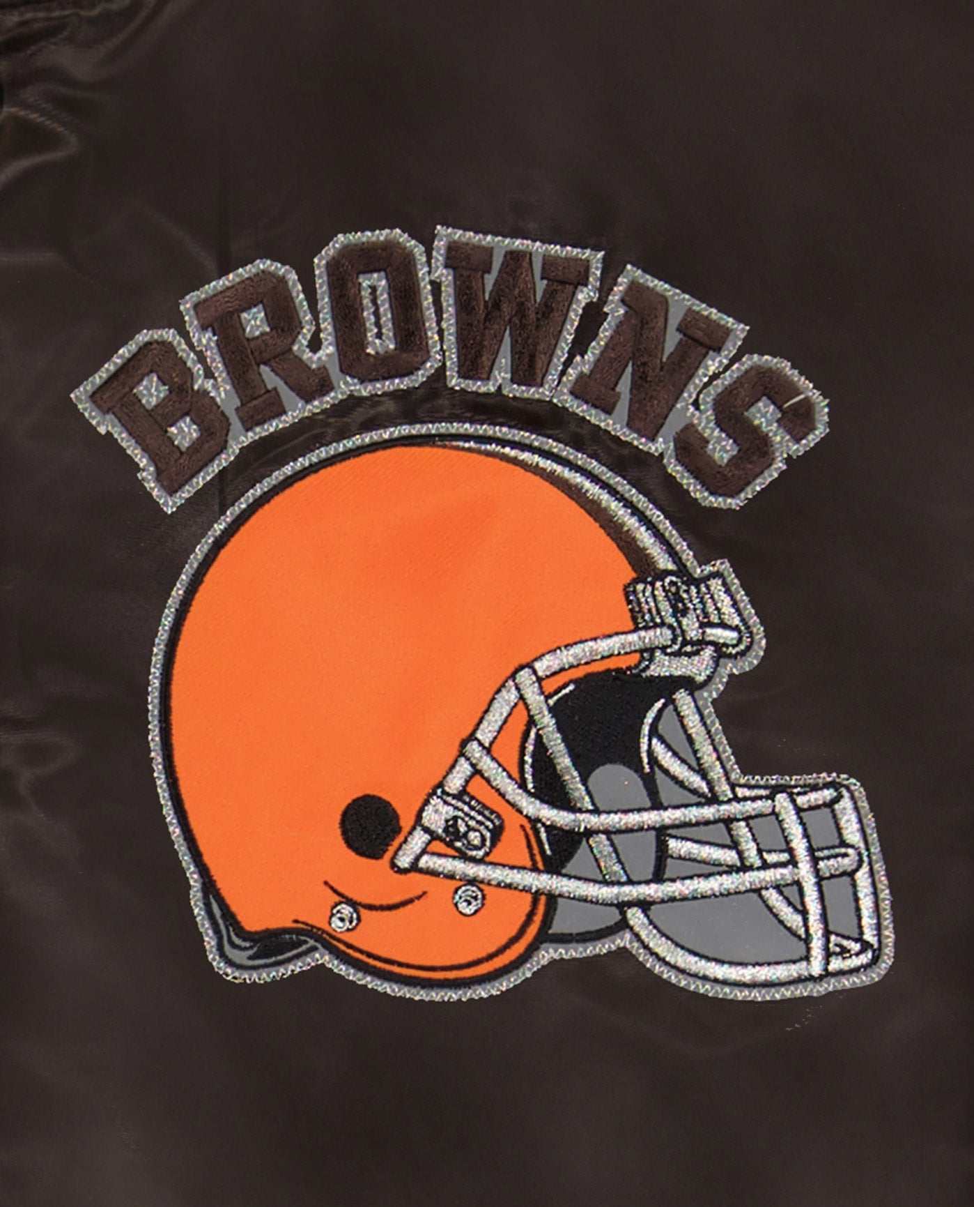 BROWNS writing and helmet logo top left chest | Browns Brown