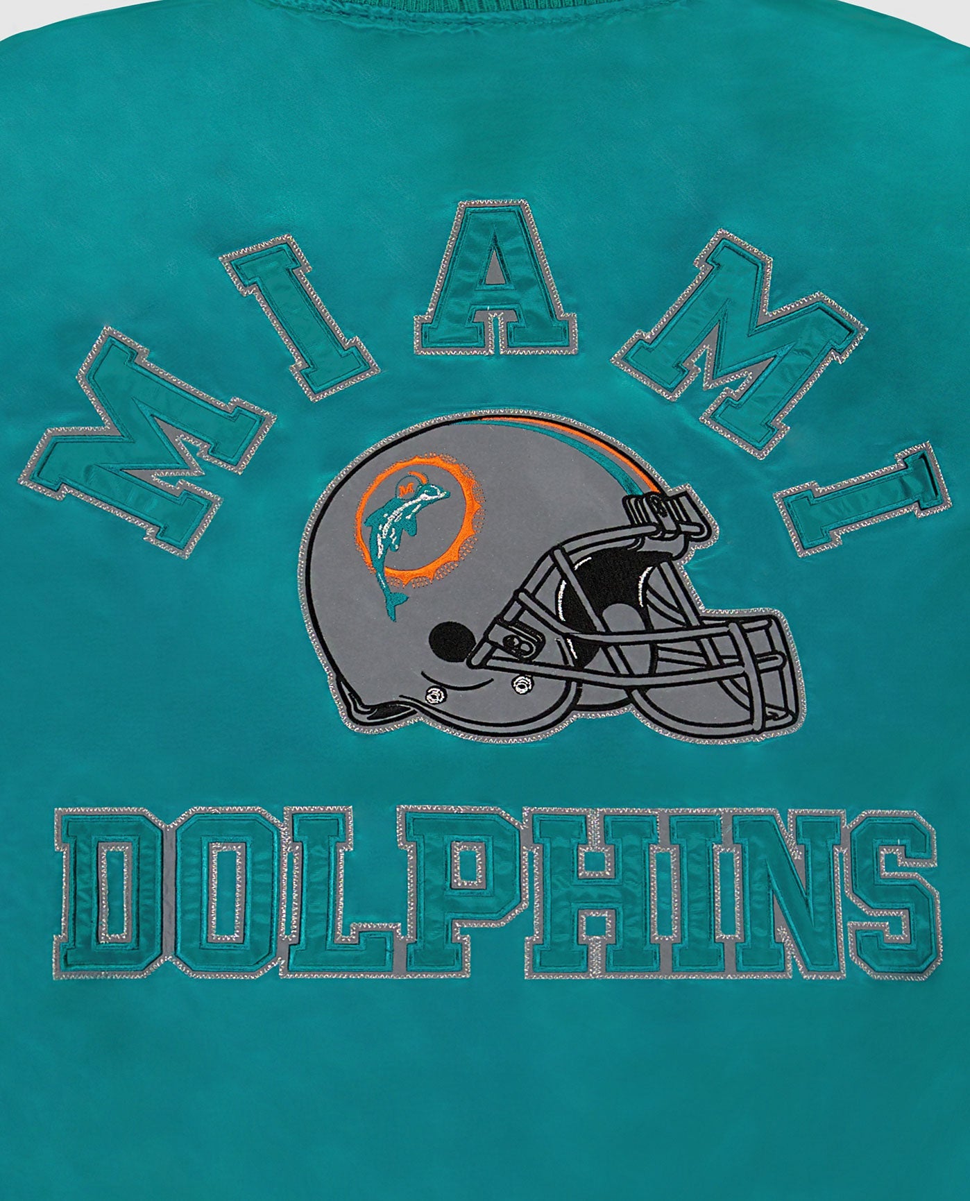 MIAMI DOLPHINS writing and helmet logo back graphic | Dolphins Aqua