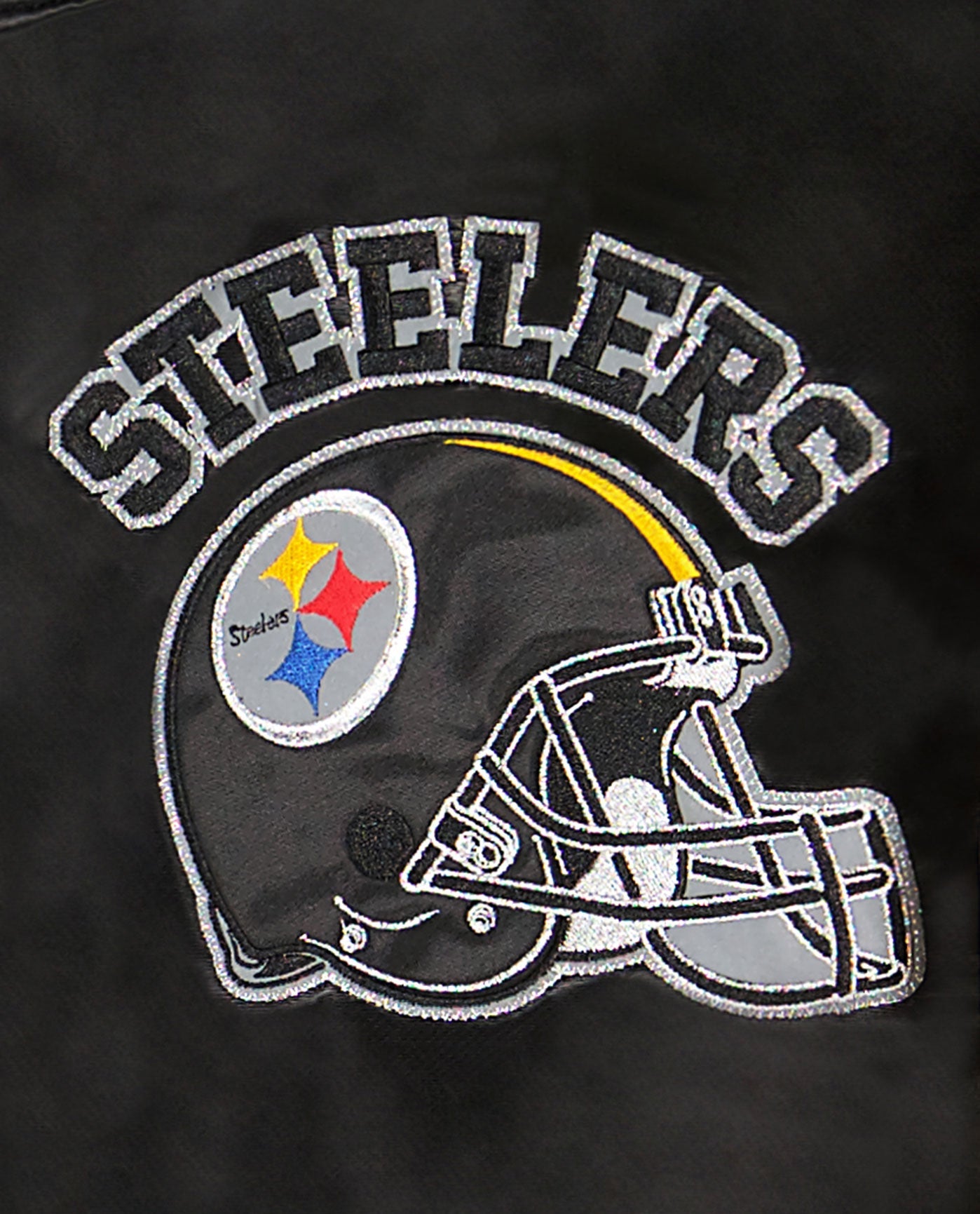 STEELERS writing and helmet logo top left chest | Steelers Black