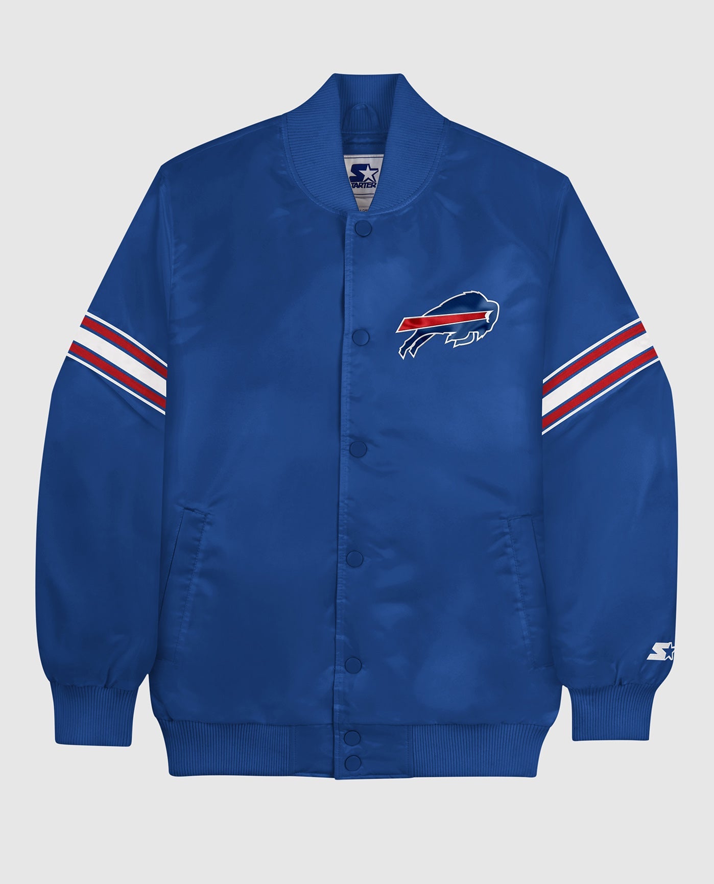 Full-Snap Wool/Leather Buffalo Bills Gray and Gold Varsity Jacket