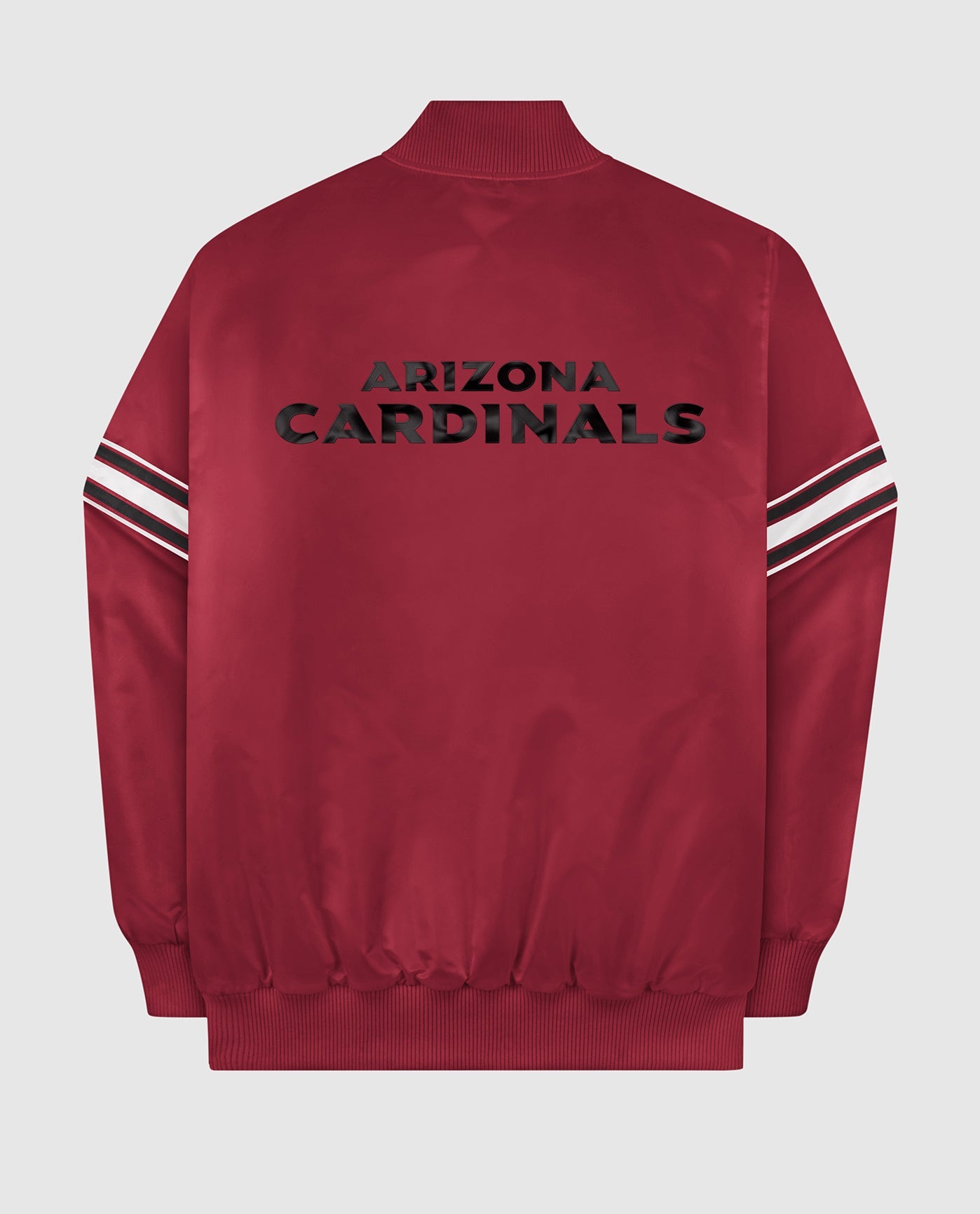 Back of Arizona Cardinals Varsity Satin Full-Snap Jacket | AZ Cardinals Red
