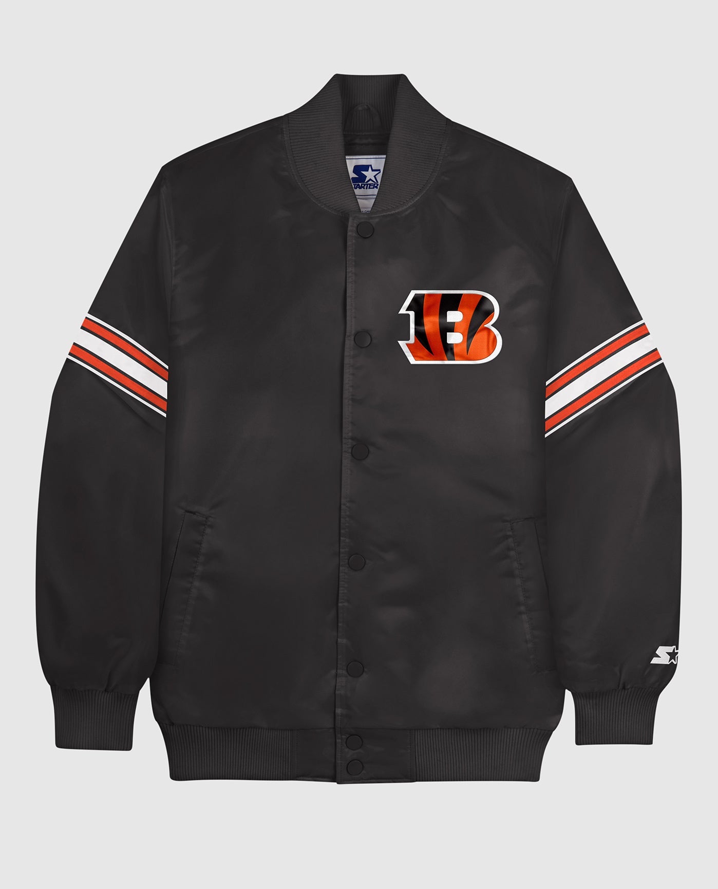 Cincinnati Bengals Starter Throwback Warm Up Pitch Satin Full-Snap Varsity  Jacket - White