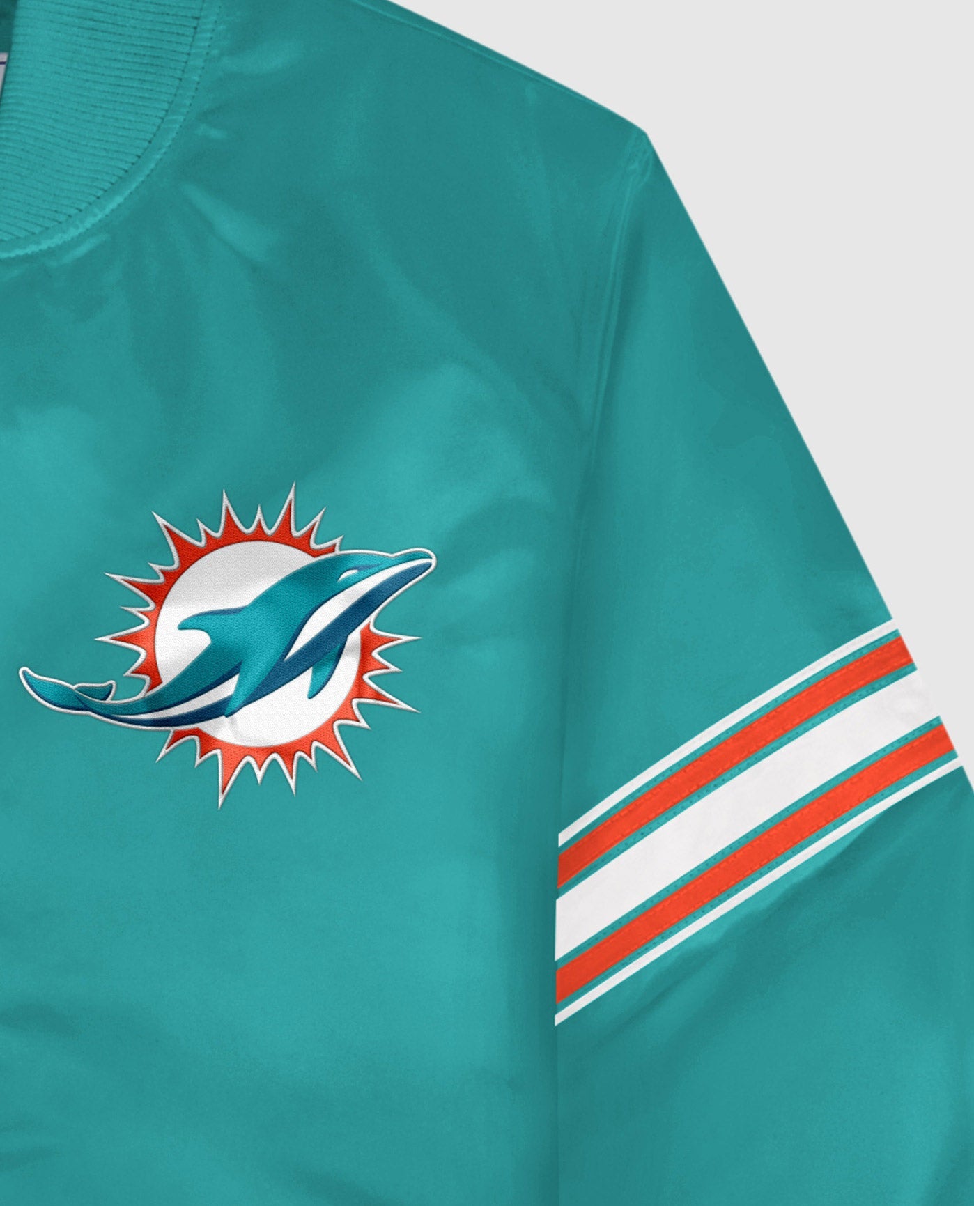 Miami Dolphins Twill Applique Logo And Color Stripe Sleeve | Dolphins Aqua