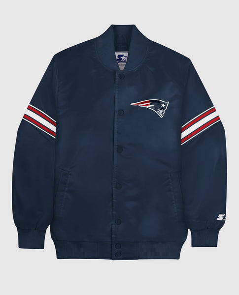 Men's Starter Navy New England Patriots Locker Room Satin Varsity Full-Snap  Jacket