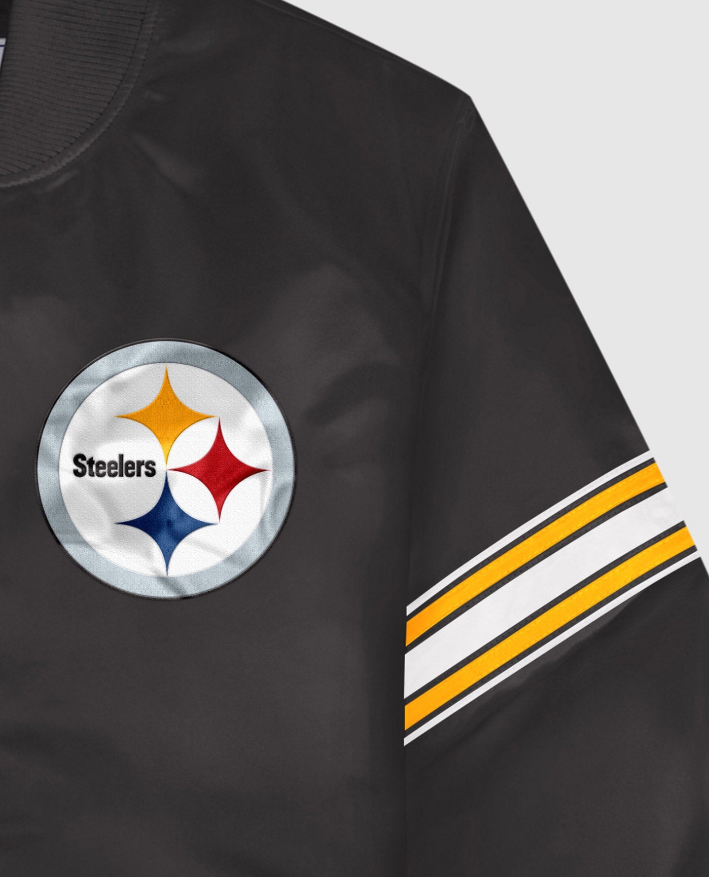 Pittsburgh Steelers Twill Applique Logo And Color Stripe Sleeve | Steelers Black