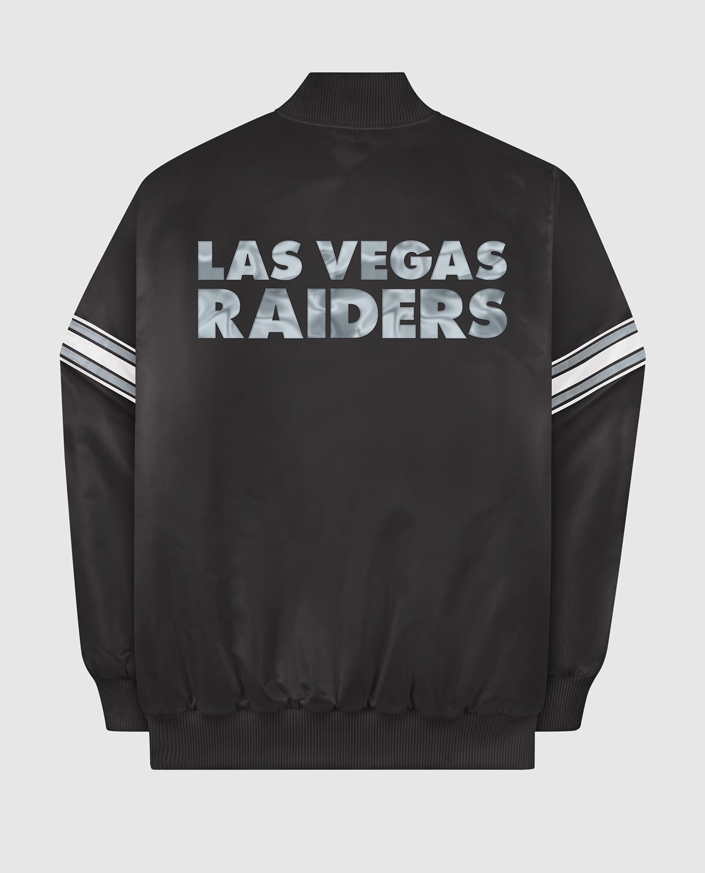 Men's Starter Black Las Vegas Raiders Varsity Satin Full-Snap Jacket