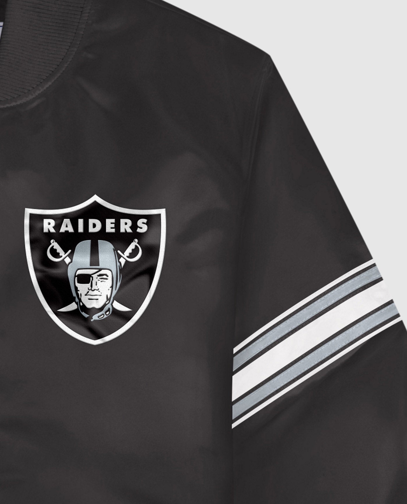 Men's Starter Black Las Vegas Raiders Midfield Satin Full-Snap Varsity Jacket Size: Large