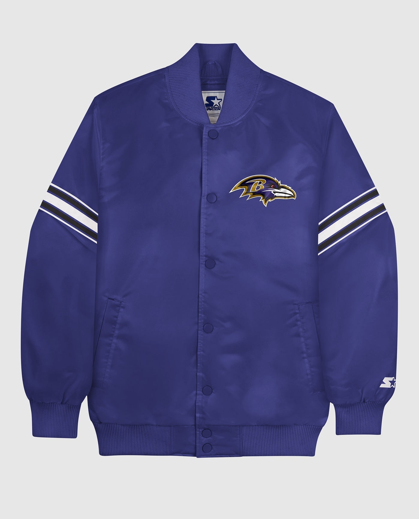 Men's Starter Purple Baltimore Ravens Varsity Satin Full-Snap Jacket