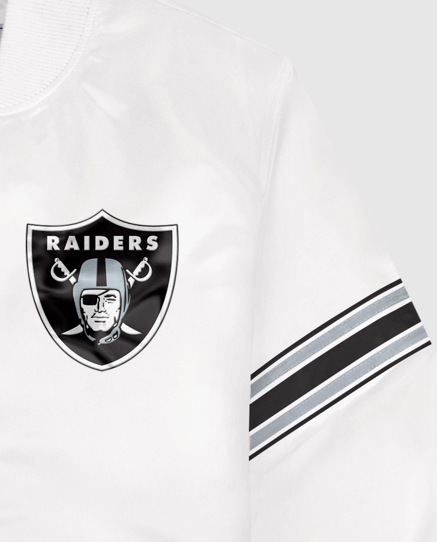 Las Vegas Raiders Twill Applique Logo And Color Stripe Sleeve | White