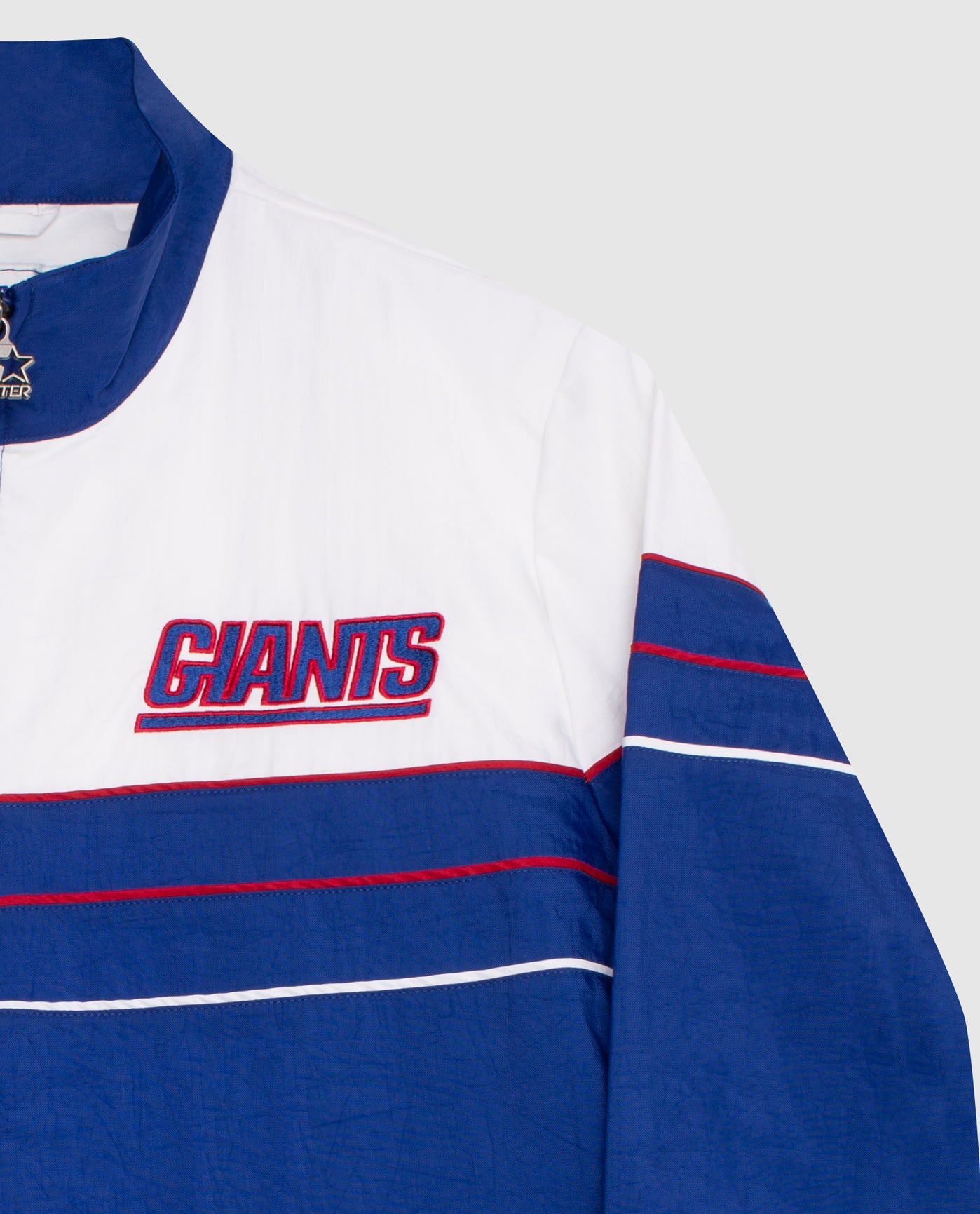 Retro Team Logo On Left Chest And Sleeve Of New York Giants Nylon Full-Zip Jacket | Giants Blue