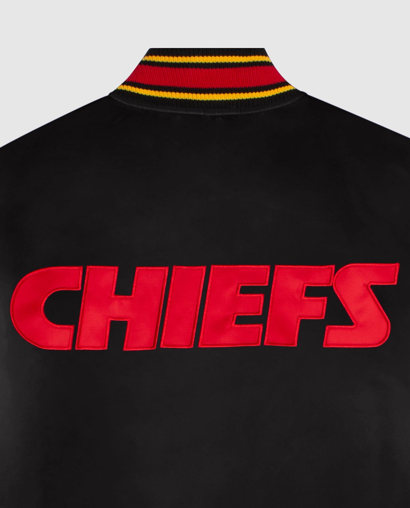 Team Name on Back of Kansas City Chiefs Satin Full-Snap Jacket | Black