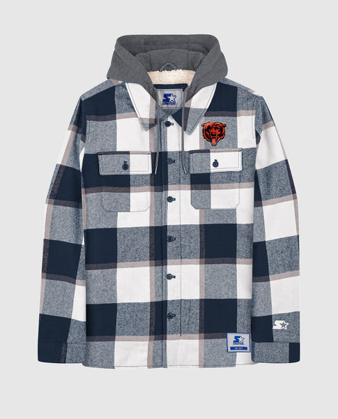 Chicago Bears Big Joe Sherpa Full-Zip Hooded Flannel Jacket Small