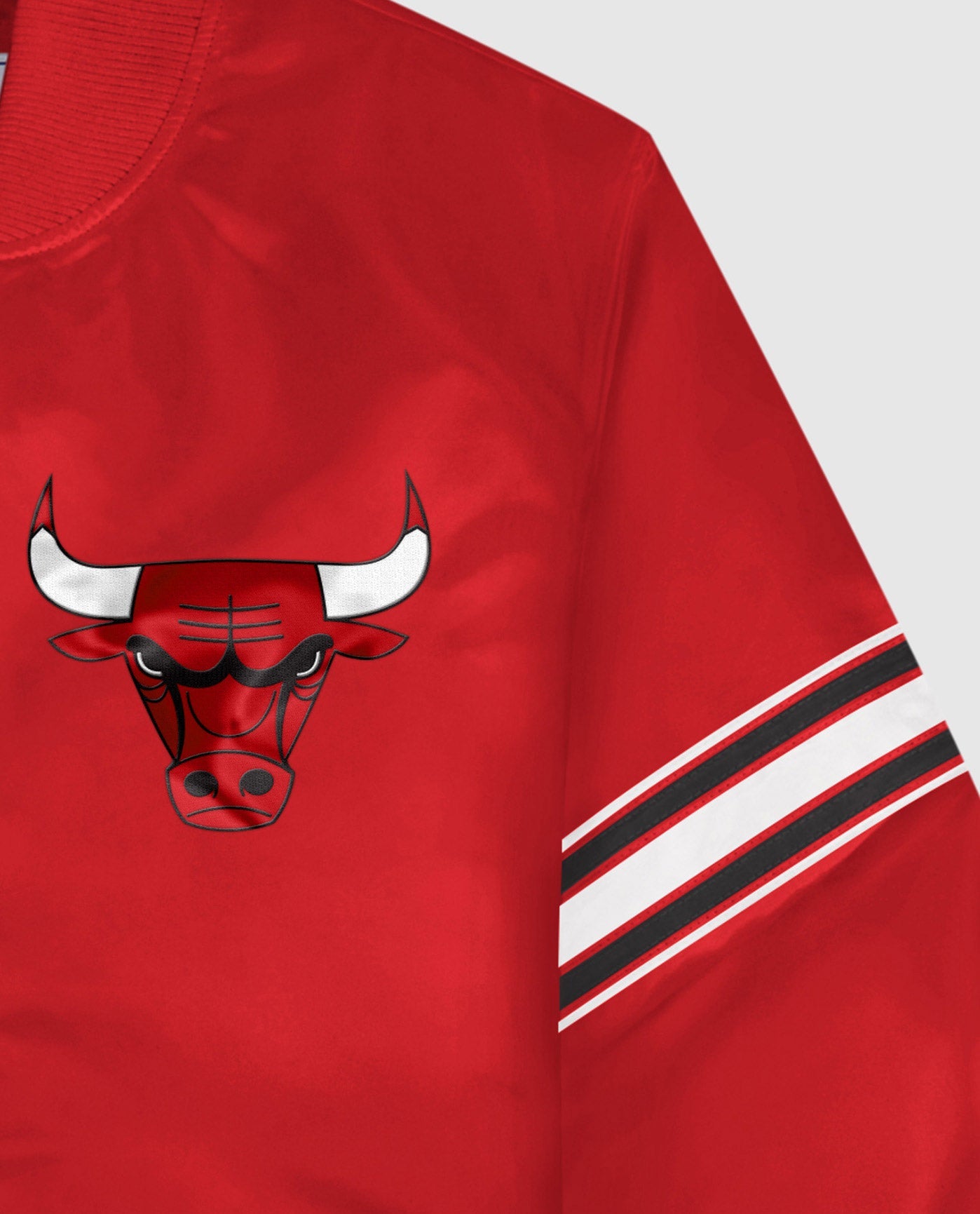 Youth Chicago Bulls Starter Red Home Game Varsity Satin Full-Snap Jacket